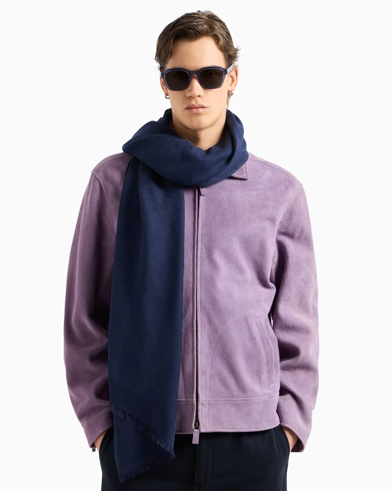 Emporio Armani Modal and cotton stole with all-over jacquard logo