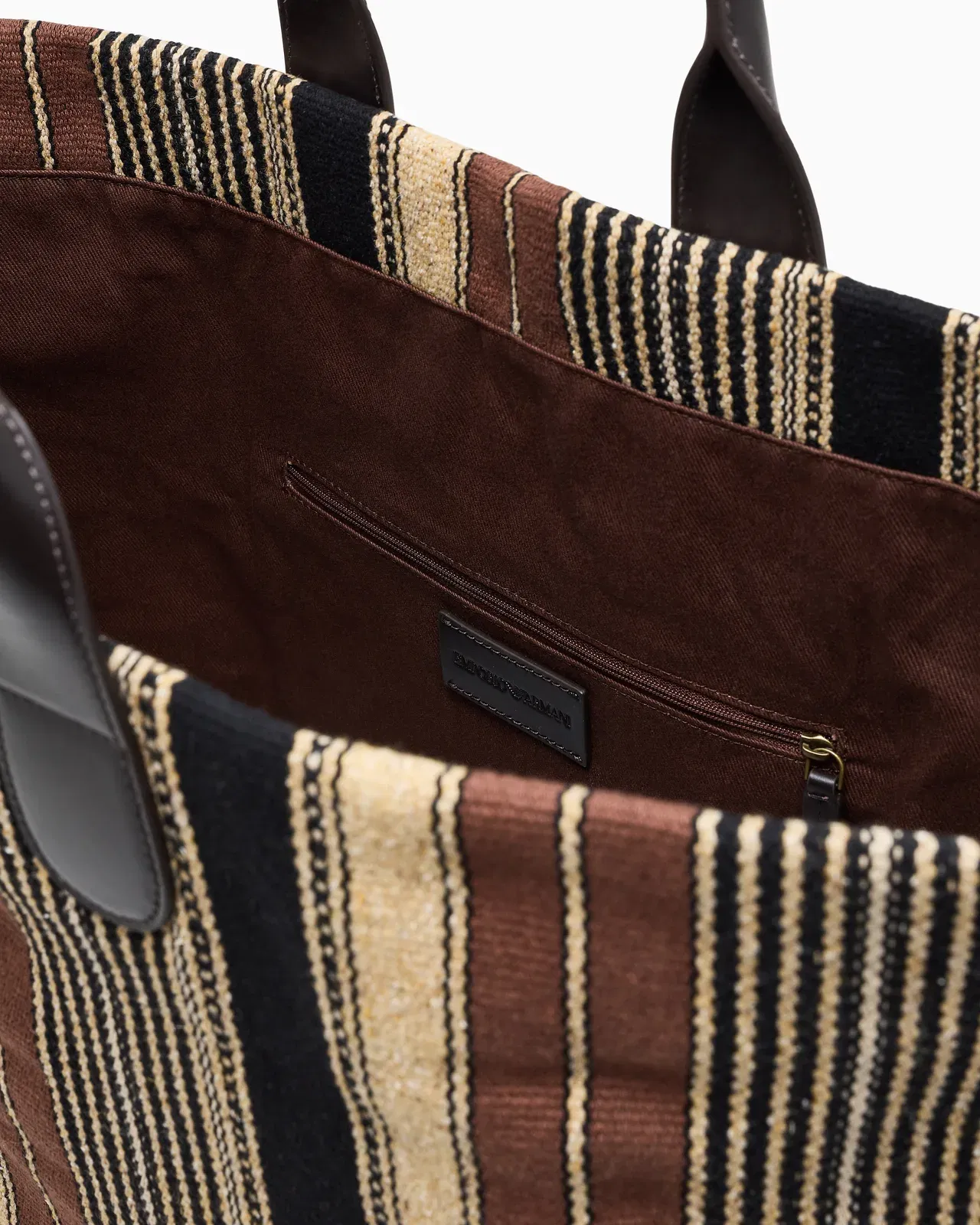 Emporio Armani Shopper bag in vertical striped fabric