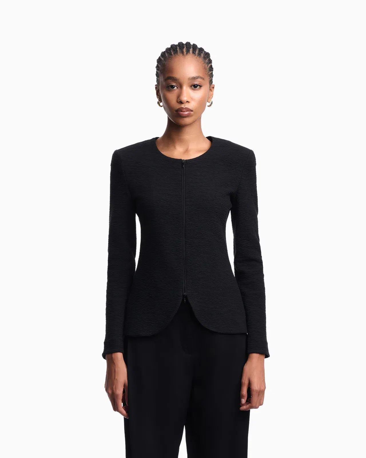 Emporio Armani Embossed jersey zip-up jacket