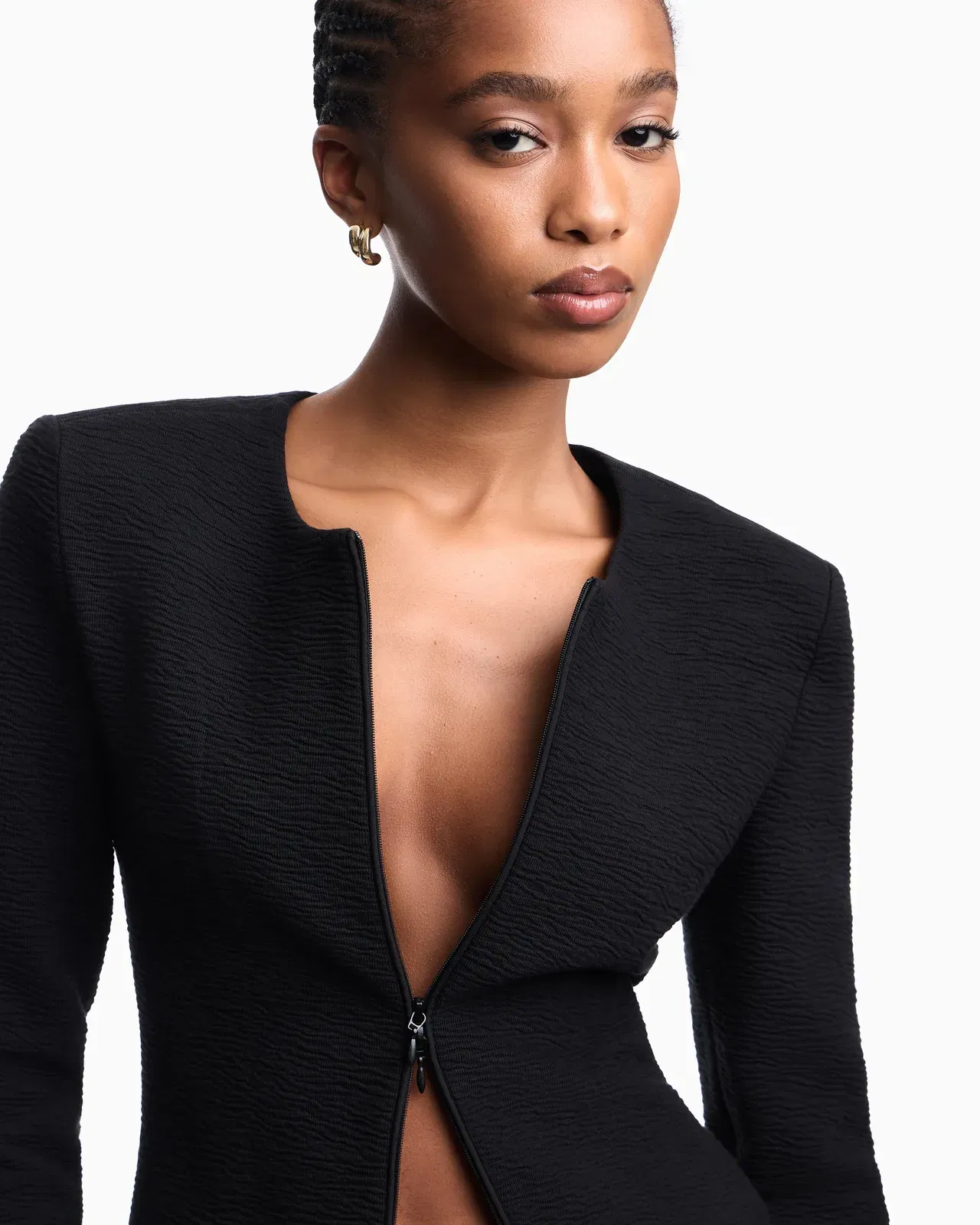 Emporio Armani Embossed jersey zip-up jacket