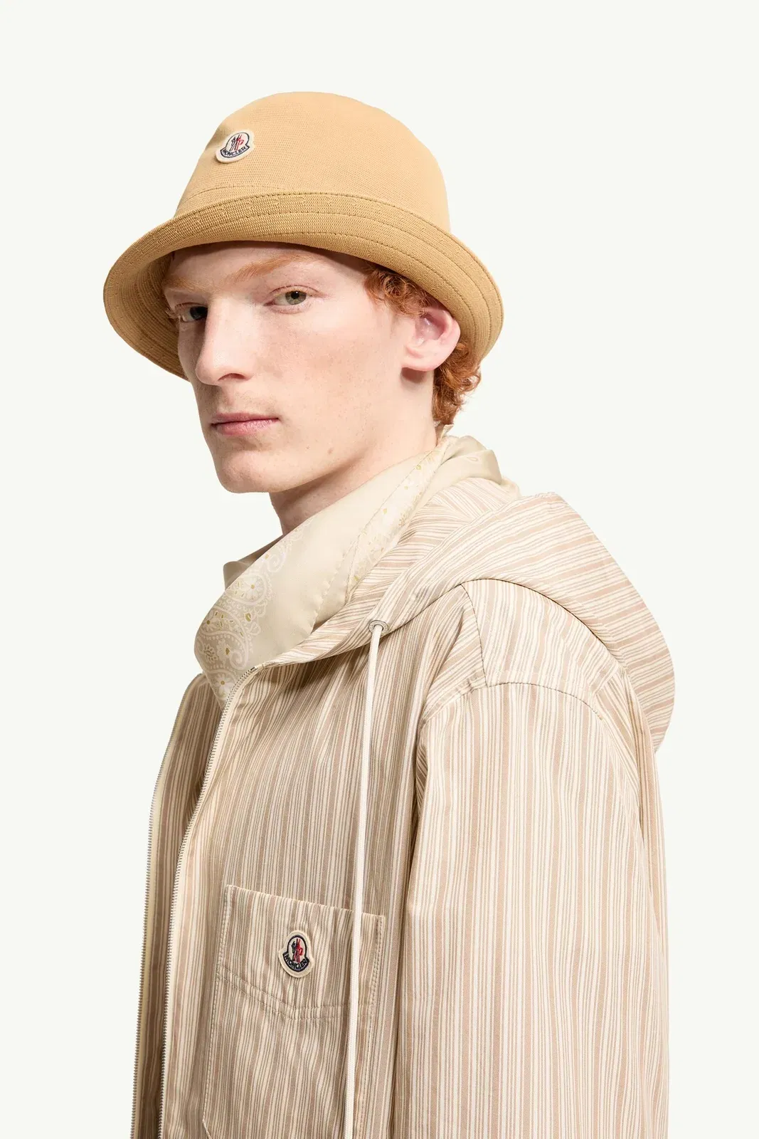 Moncler Striped Cotton Poplin Shirt Beige Beige