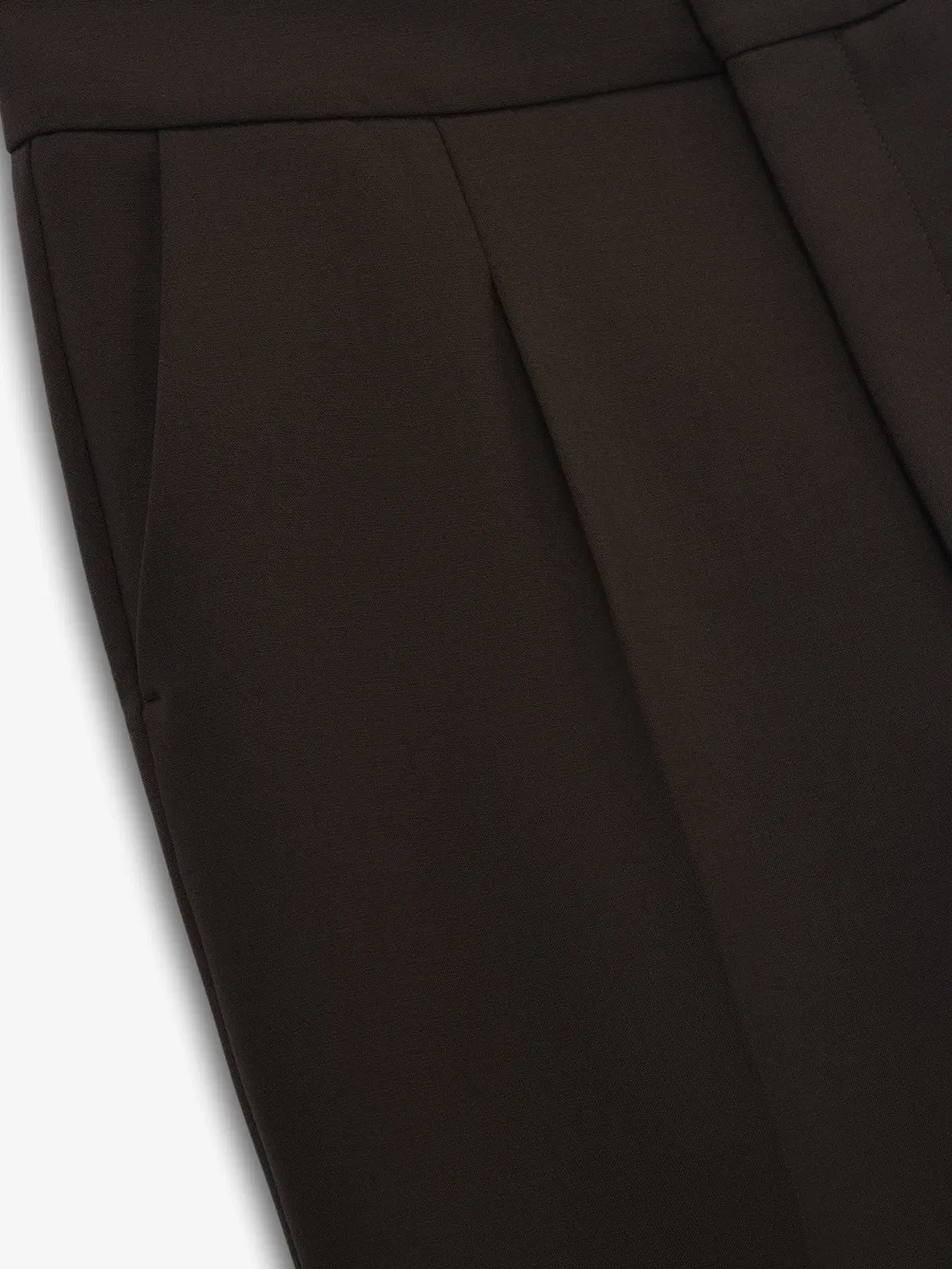Essentials Double Weave Wool Tailored Flared Pants Brown