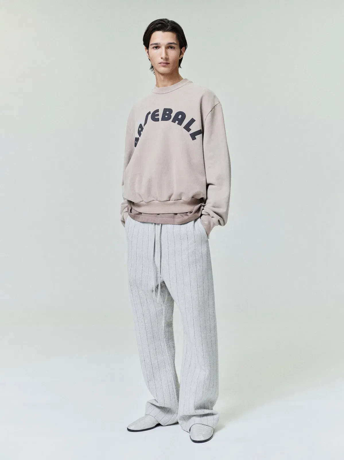 Essentials Double Face Wool Baseball Flared Pants Light Beige/Black