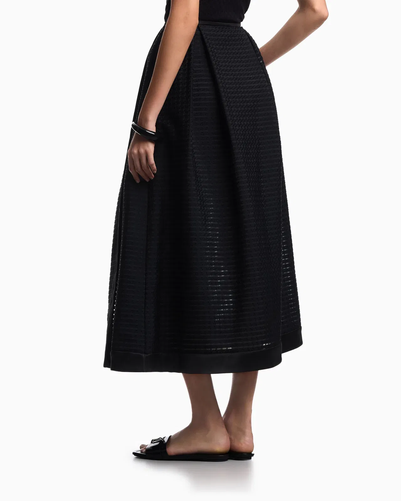Emporio Armani Long skirt in 3D gingham-effect jacquard