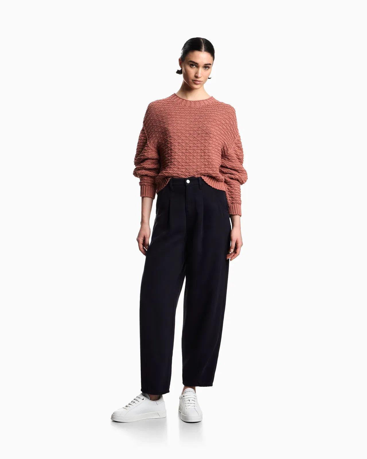 Emporio Armani Icon jumper with links-stitch knit and 3D motif