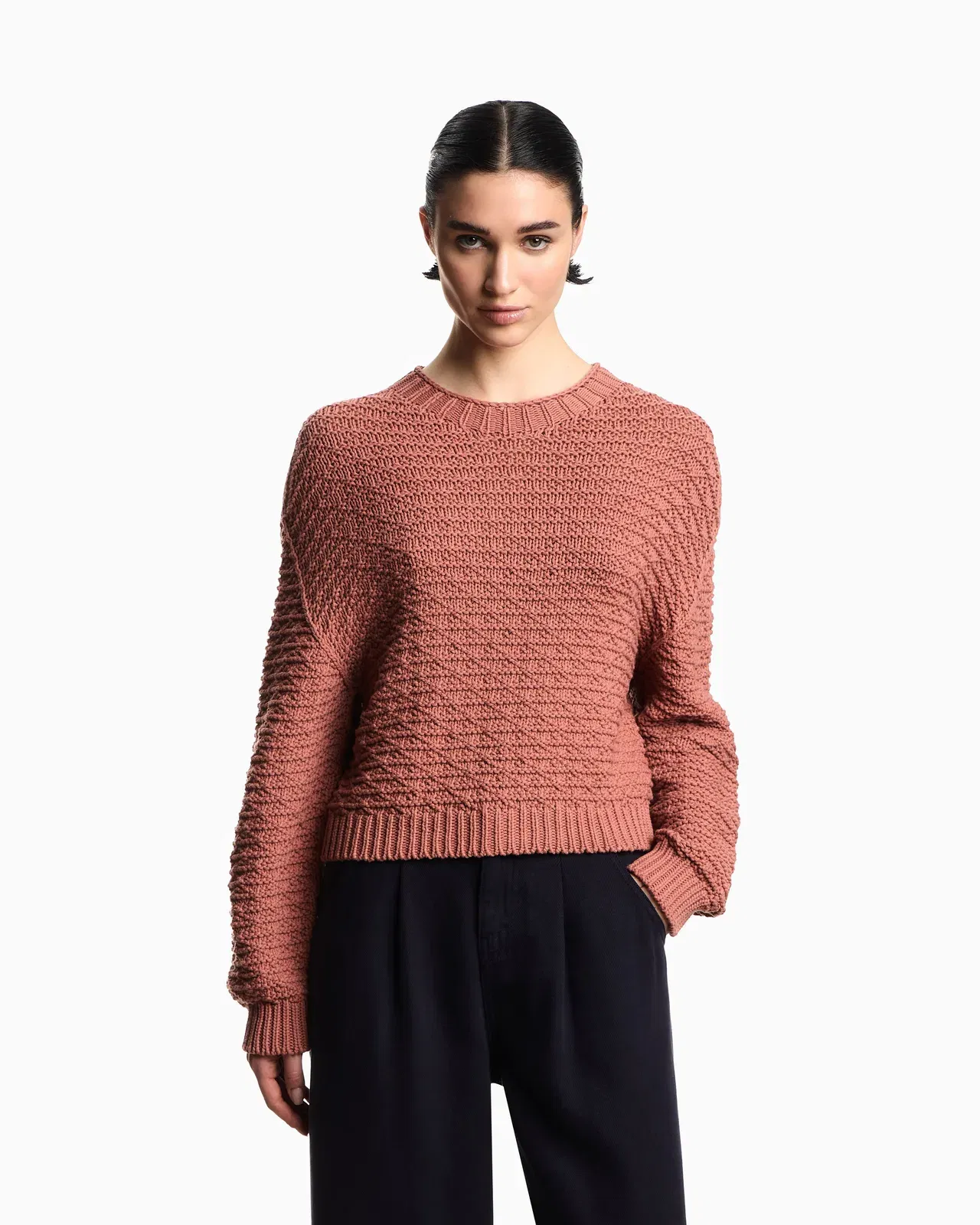 Emporio Armani Icon jumper with links-stitch knit and 3D motif