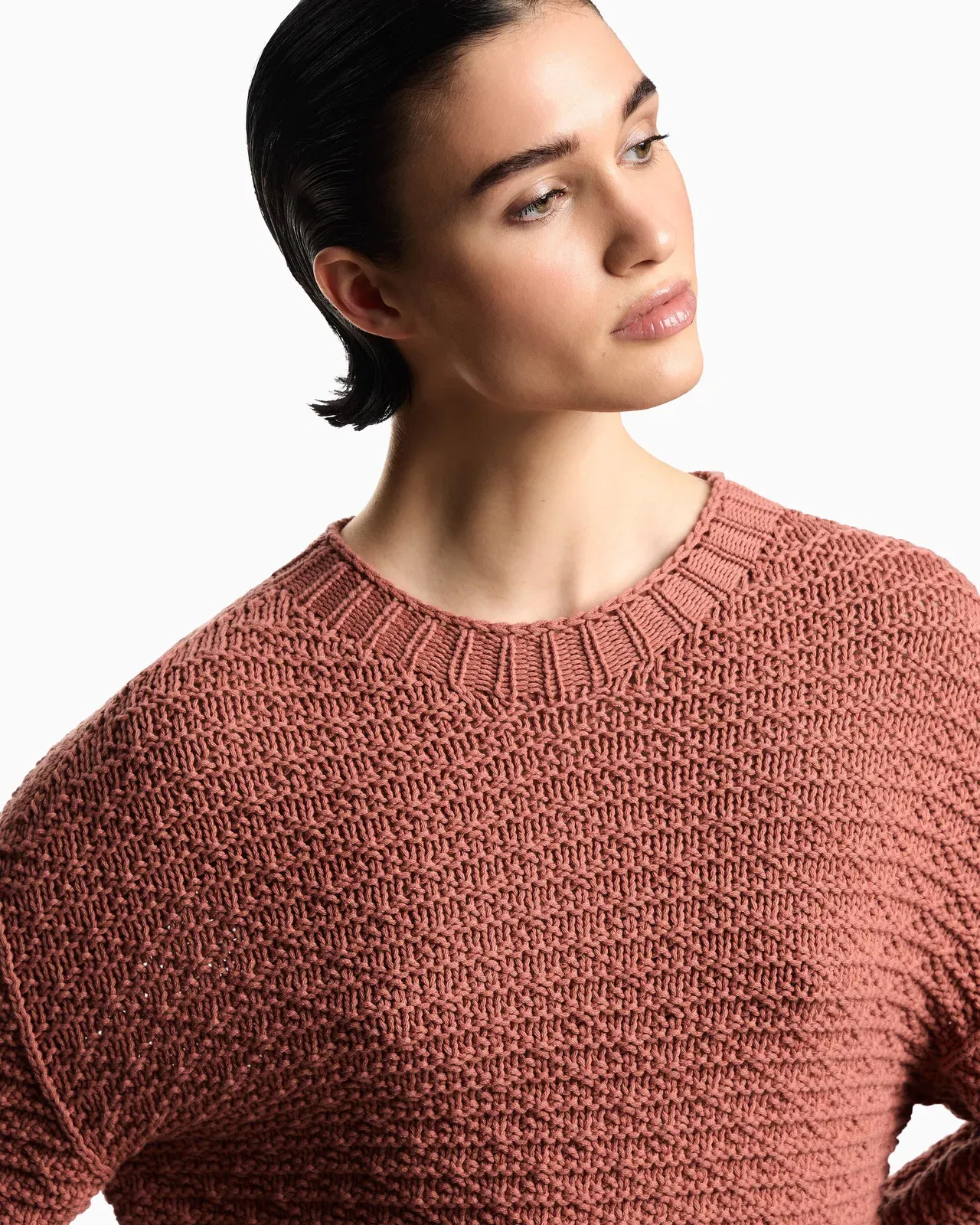 Emporio Armani Icon jumper with links-stitch knit and 3D motif