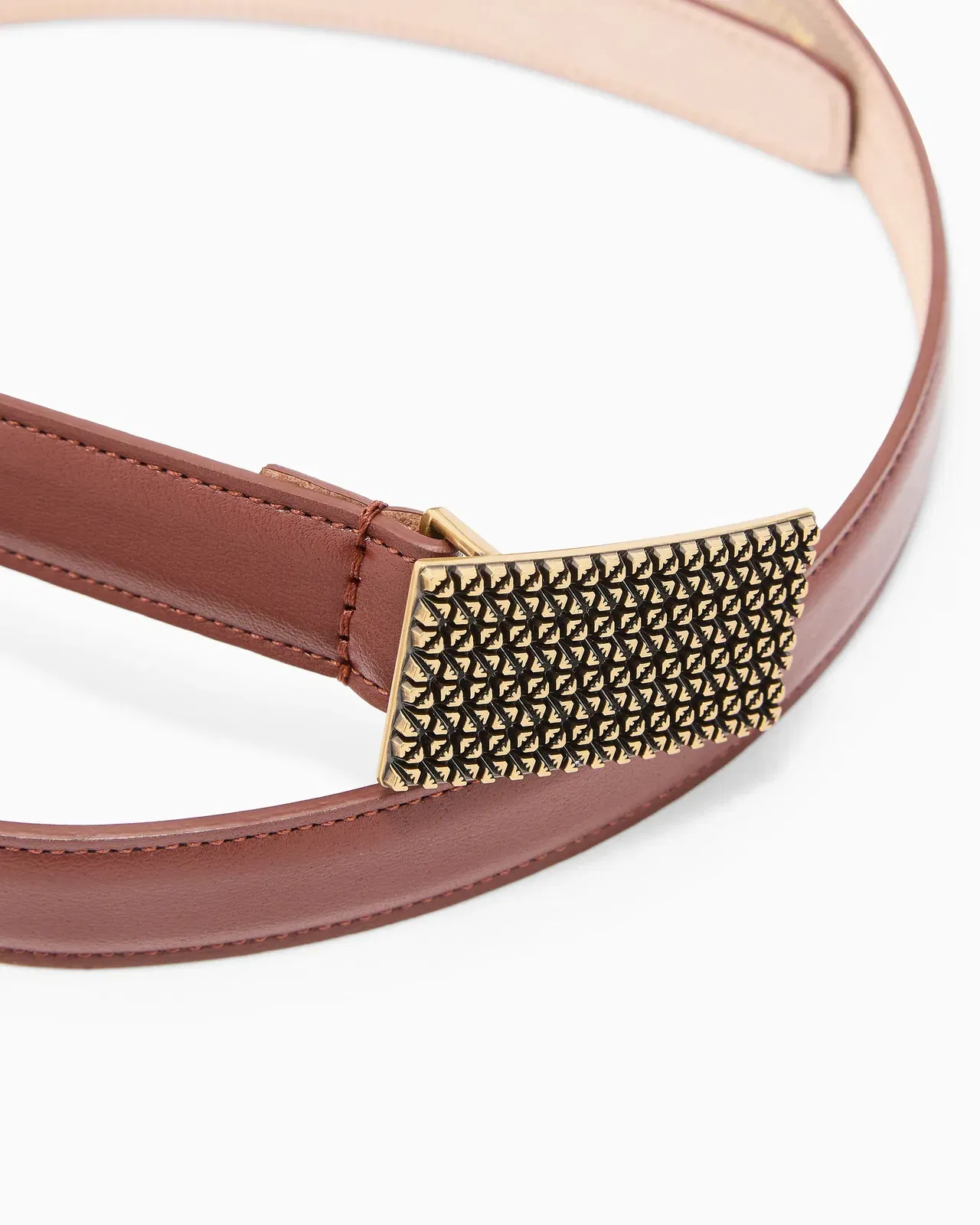 Emporio Armani Smooth leather belt with 3D patterned plate