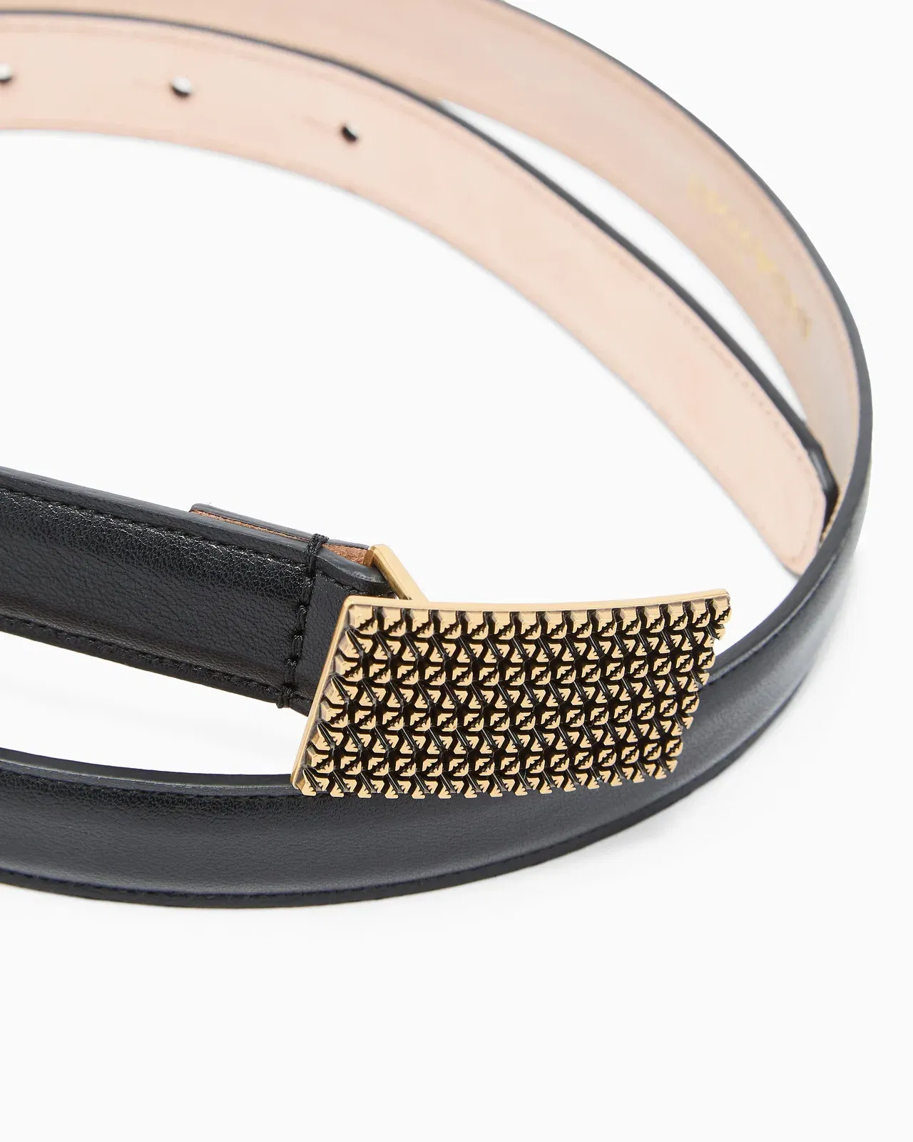 Emporio Armani Smooth leather belt with 3D patterned plate