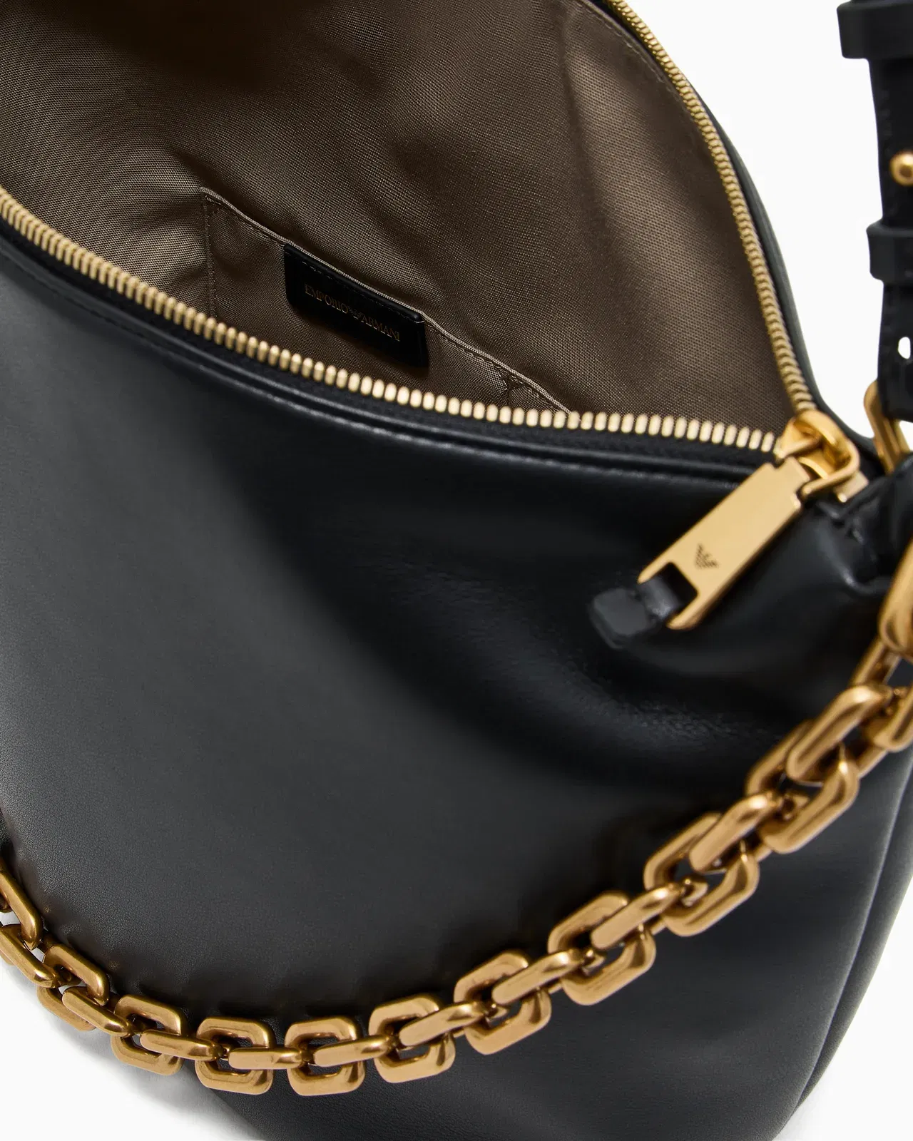 Emporio Armani Medium leather hobo bag with chain