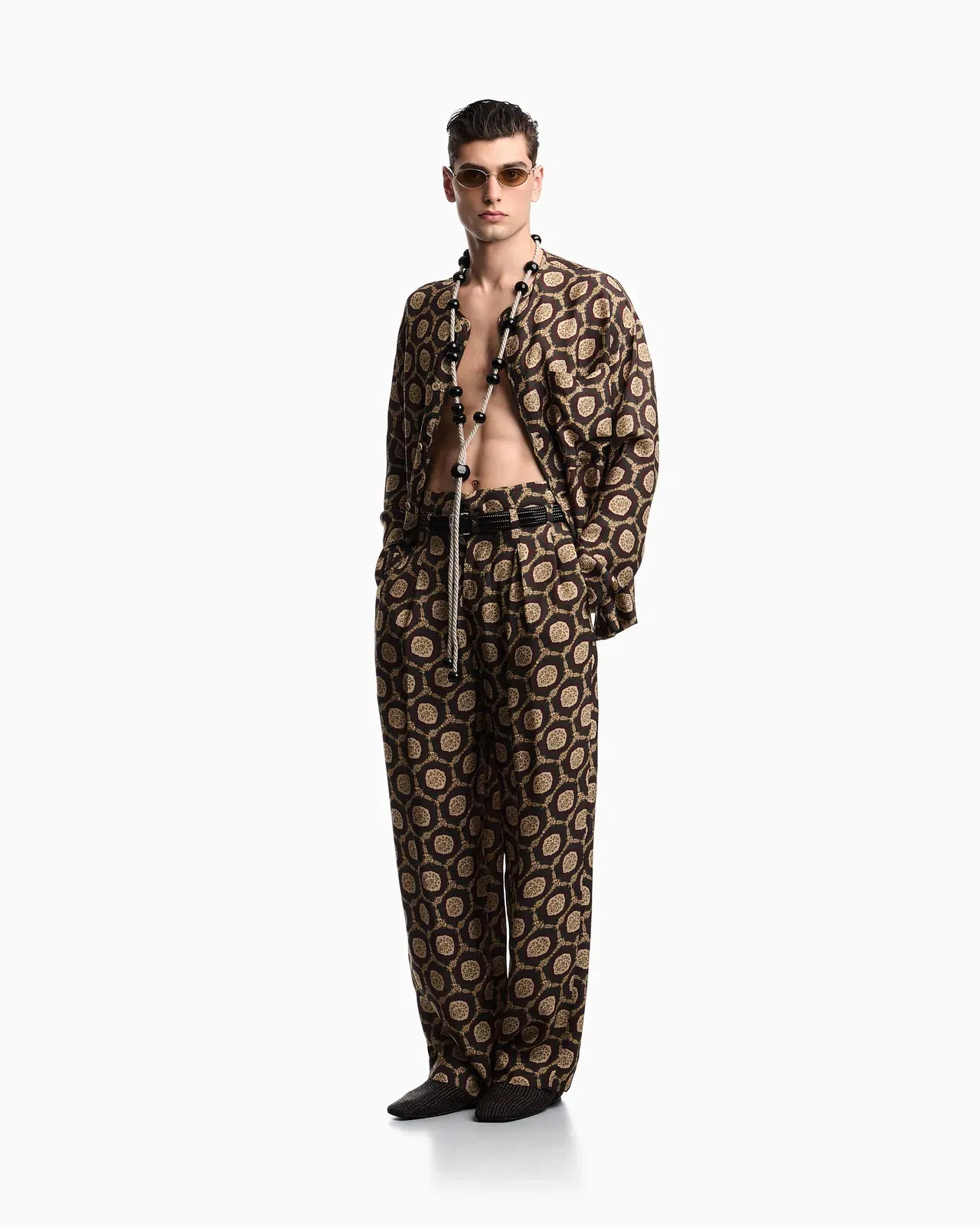 Emporio Armani Silk trousers with all-over print