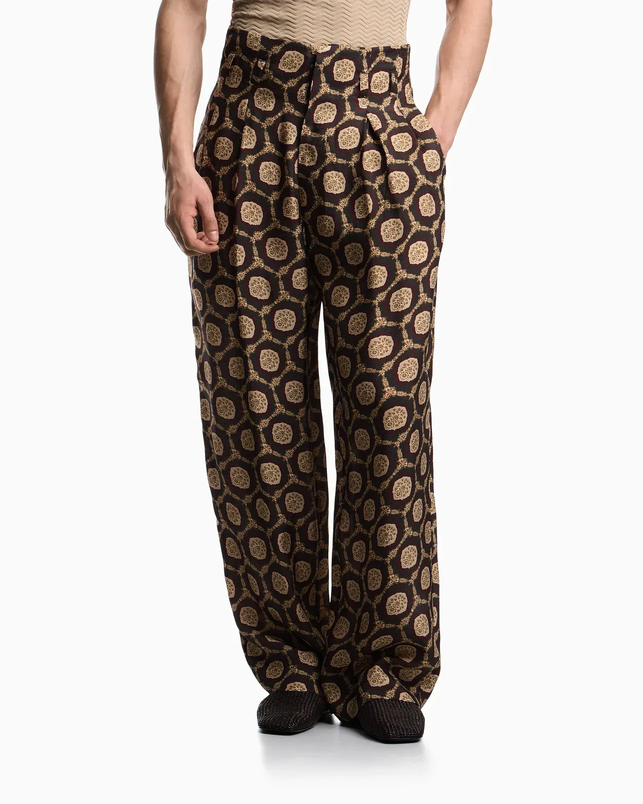 Emporio Armani Silk trousers with all-over print