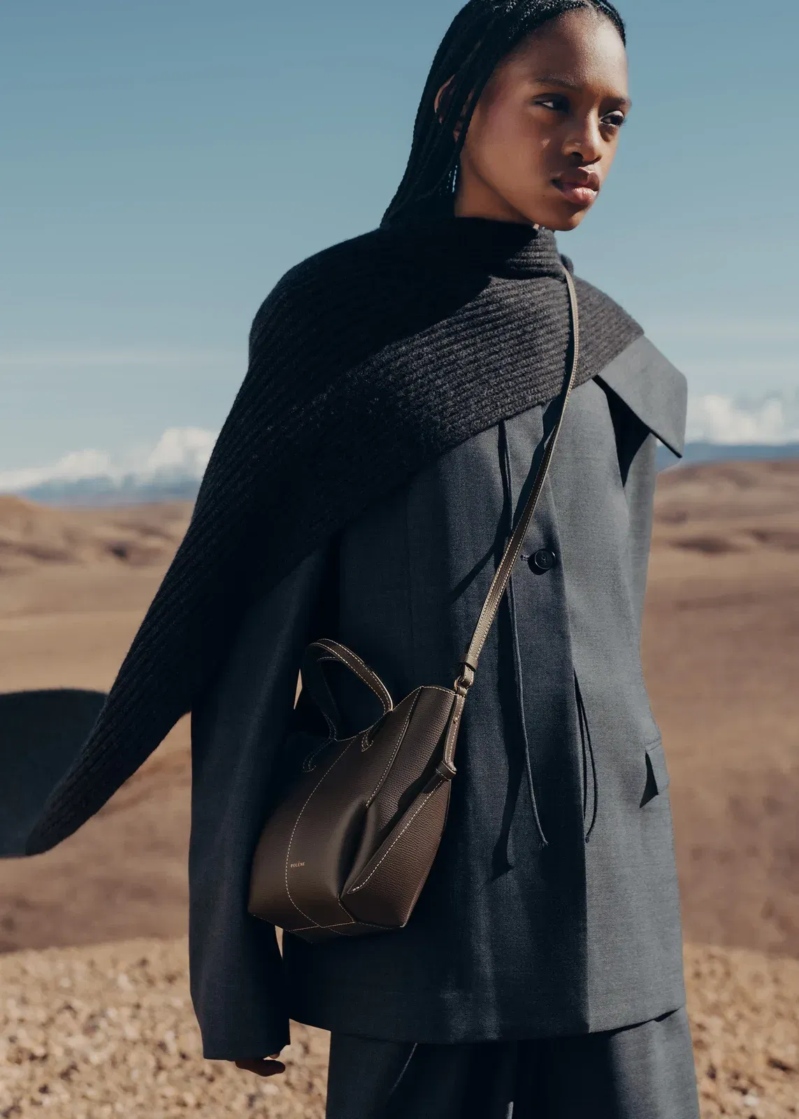 Polene Cyme Tote Nano Textured Ebony