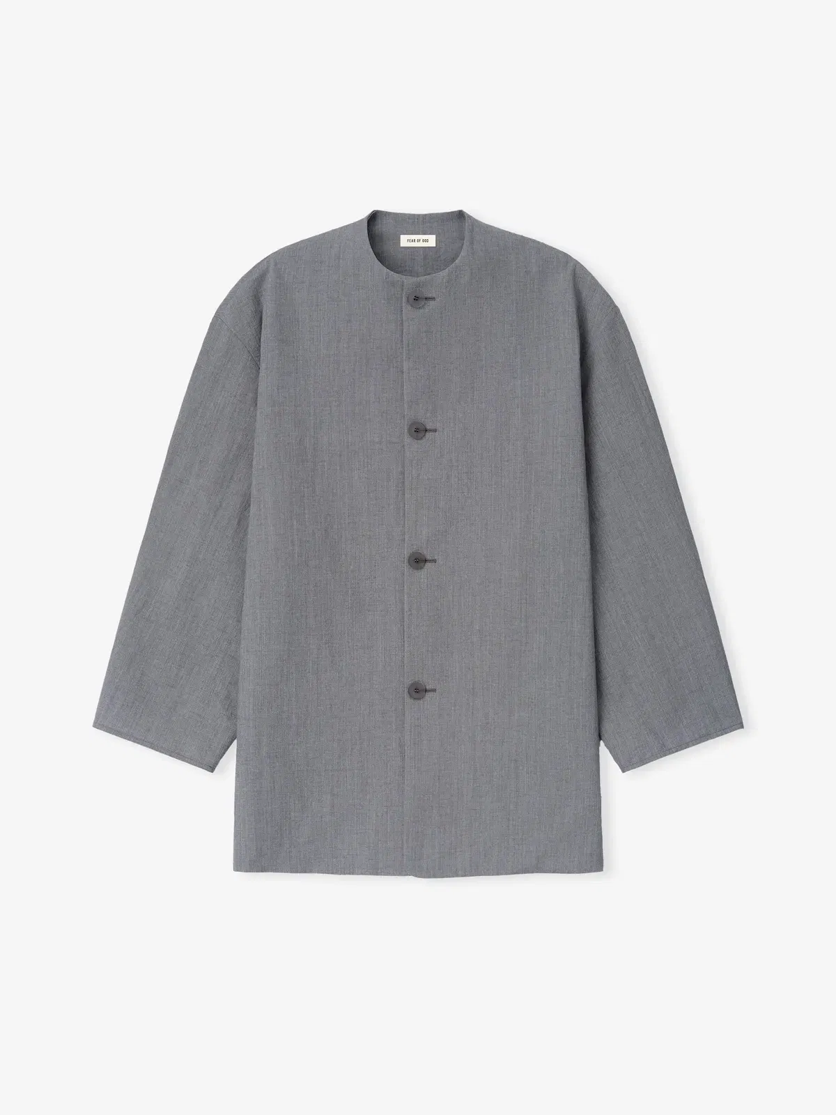 Essentials Wool Linen Collarless Sport Jacket Metallic Grey
