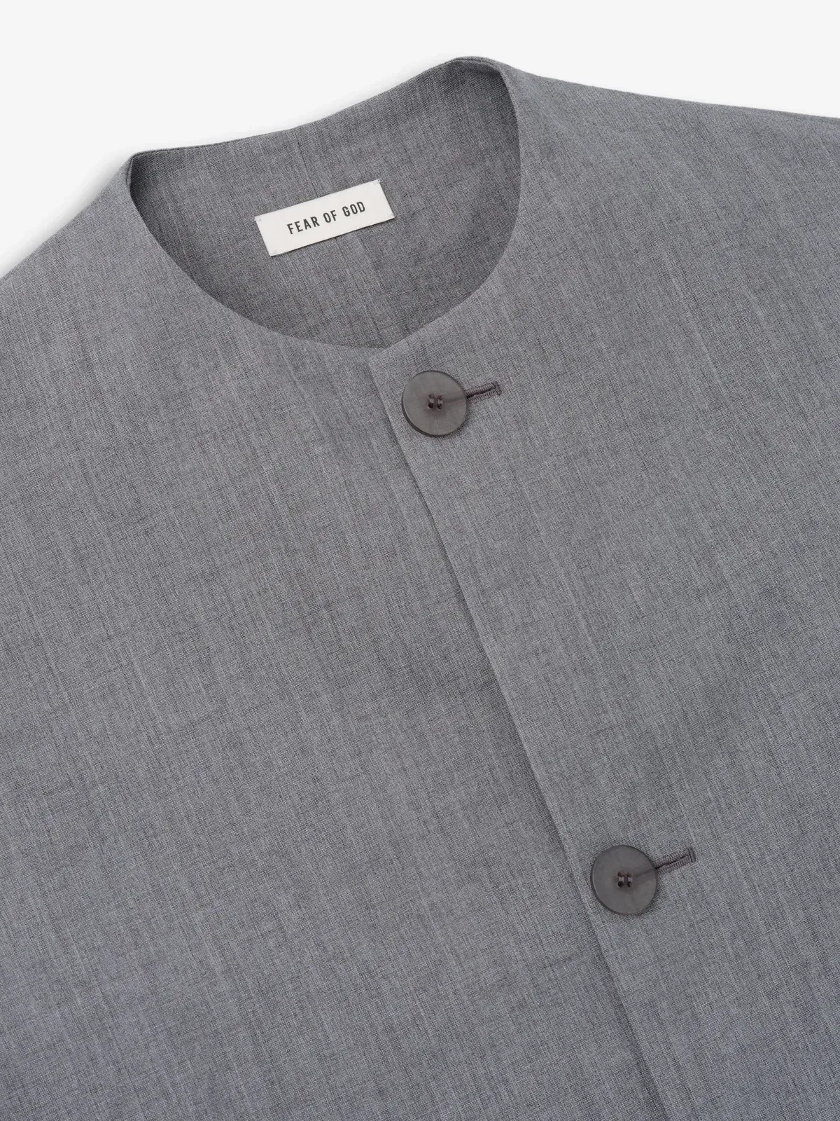 Essentials Wool Linen Collarless Sport Jacket Metallic Grey
