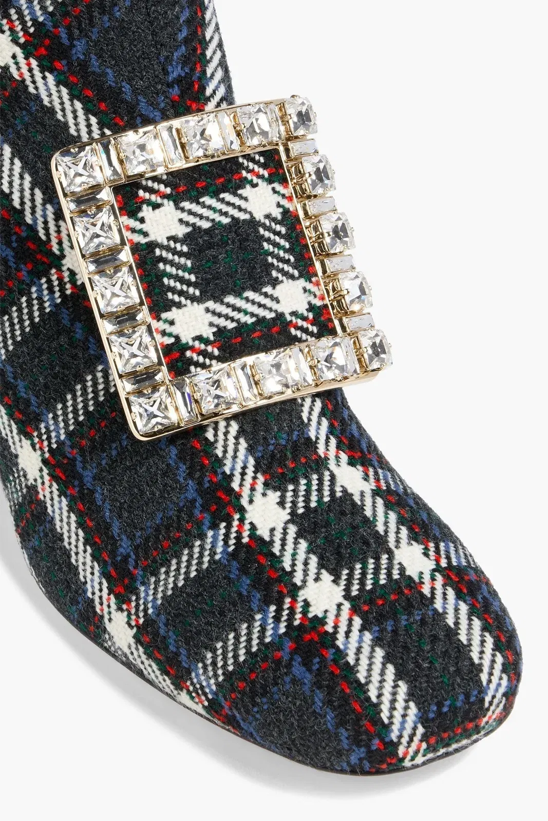 Roger Vivier Trs Vivier Embellished Checked Tweed Ankle Boots Charcoal Women's