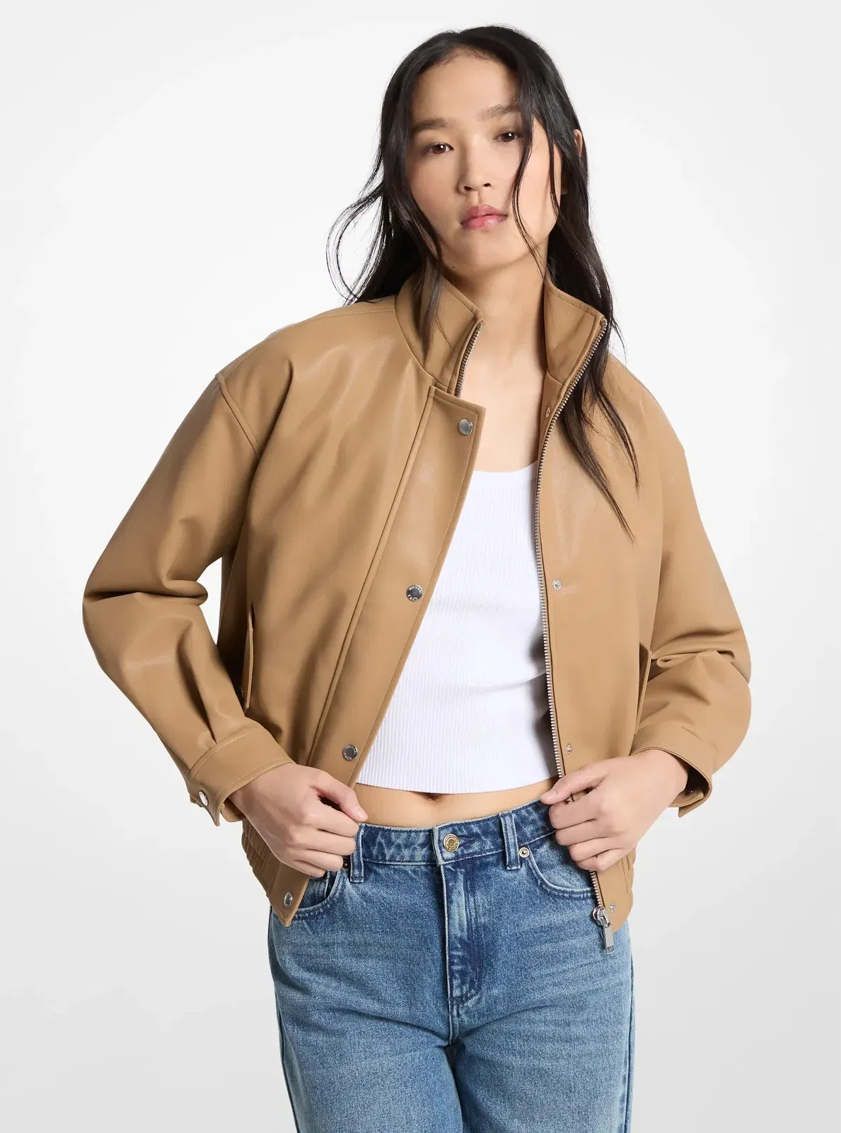 Michael Kors Oversized Blouson Jacket DARK CAMEL