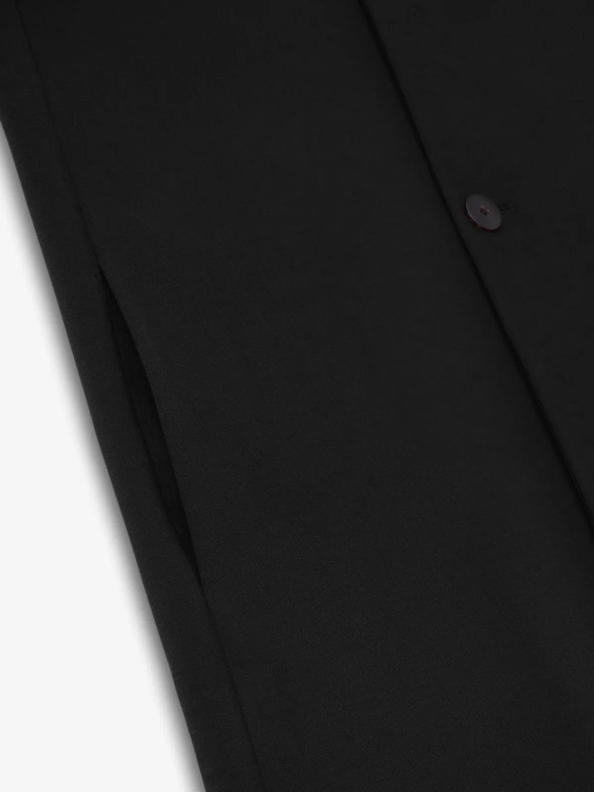 Essentials Double Weave Wool Double Breasted Lapelless Coat Black