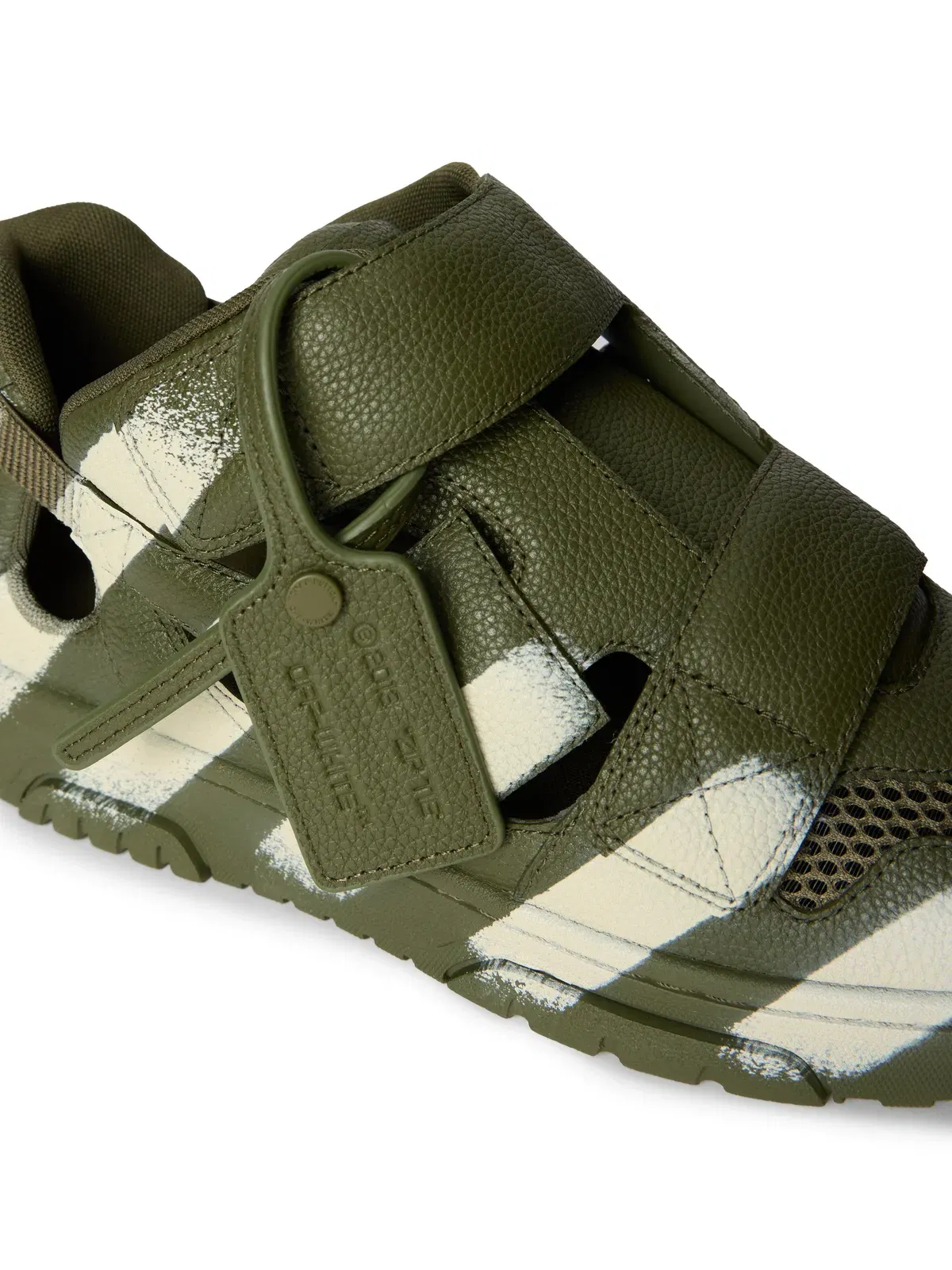 Off-White Out Of Office Striped Sandals Green