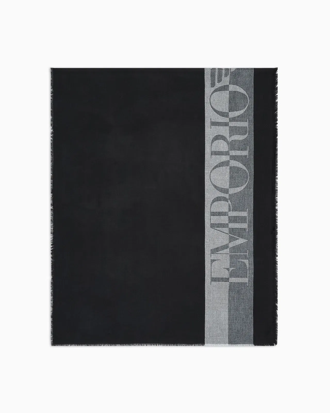 Emporio Armani Striped scarf with oversized logo