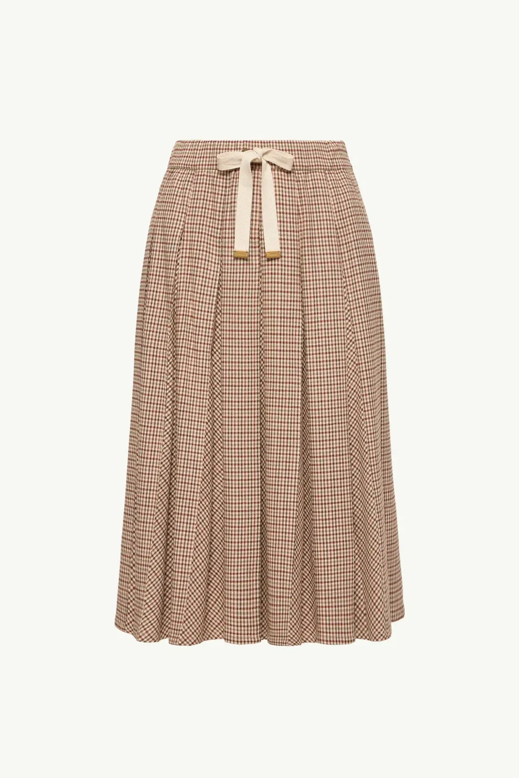 Moncler Microcheck Midi Wool Skirt Beige Beige