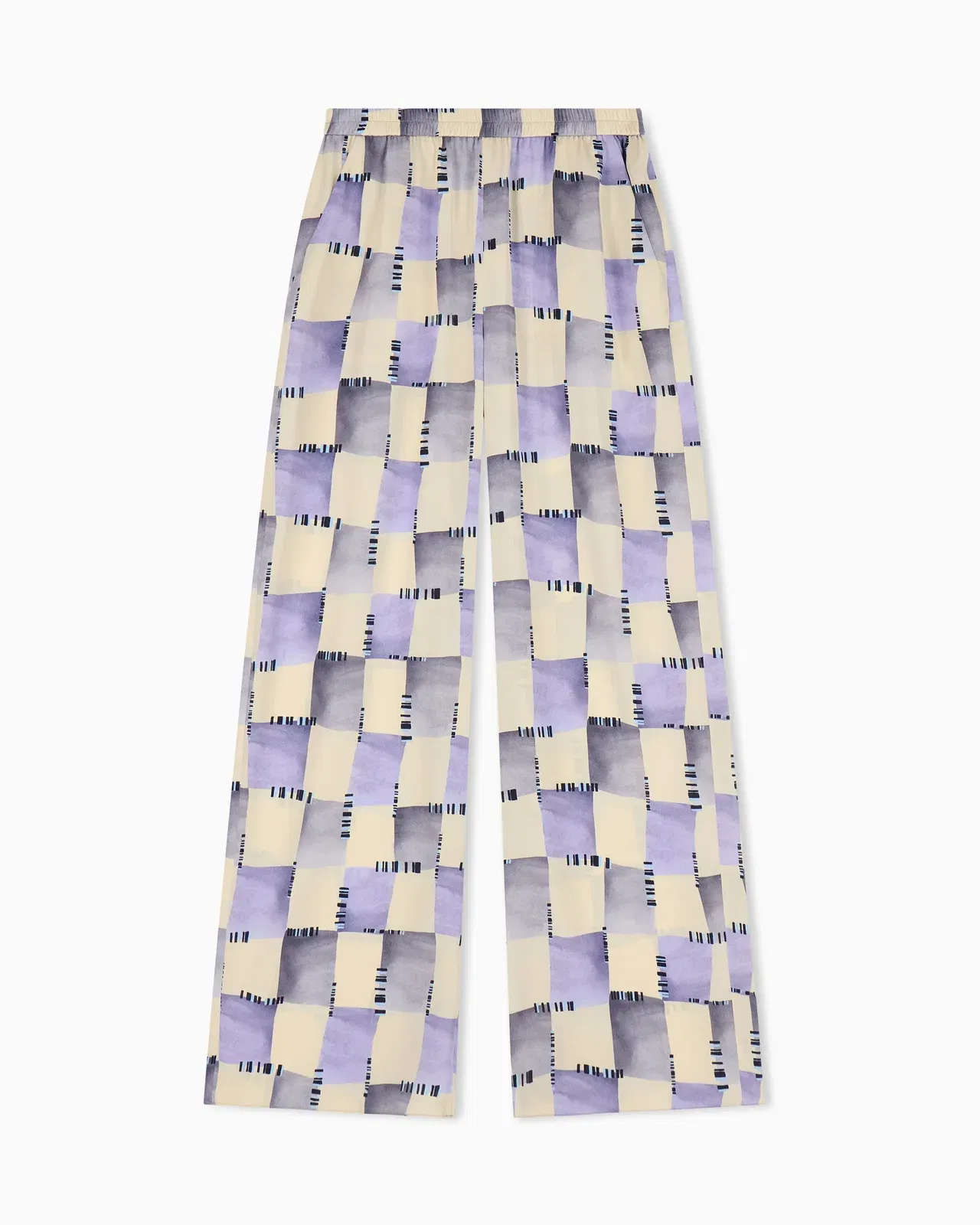 Emporio Armani Satin trousers with check print