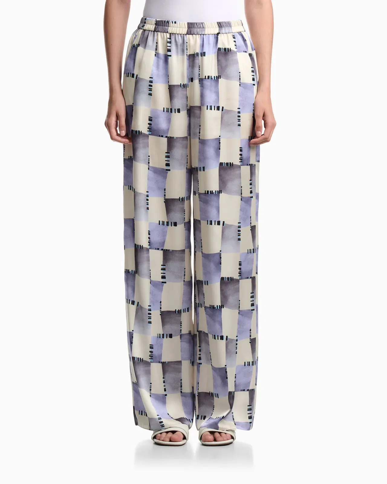 Emporio Armani Satin trousers with check print