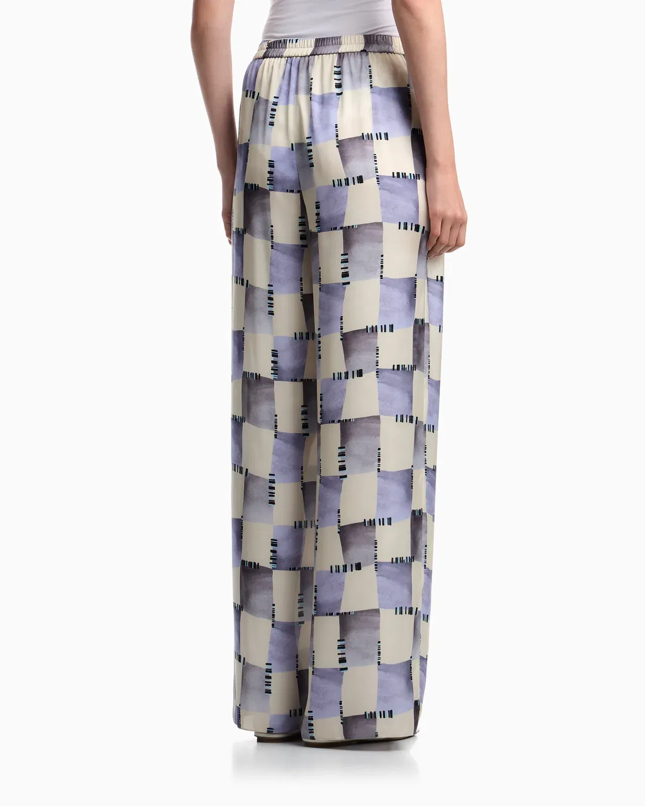 Emporio Armani Satin trousers with check print
