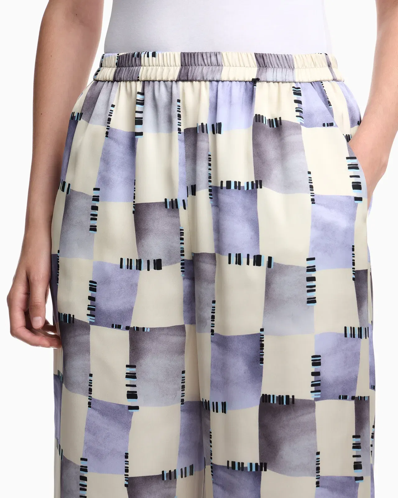 Emporio Armani Satin trousers with check print