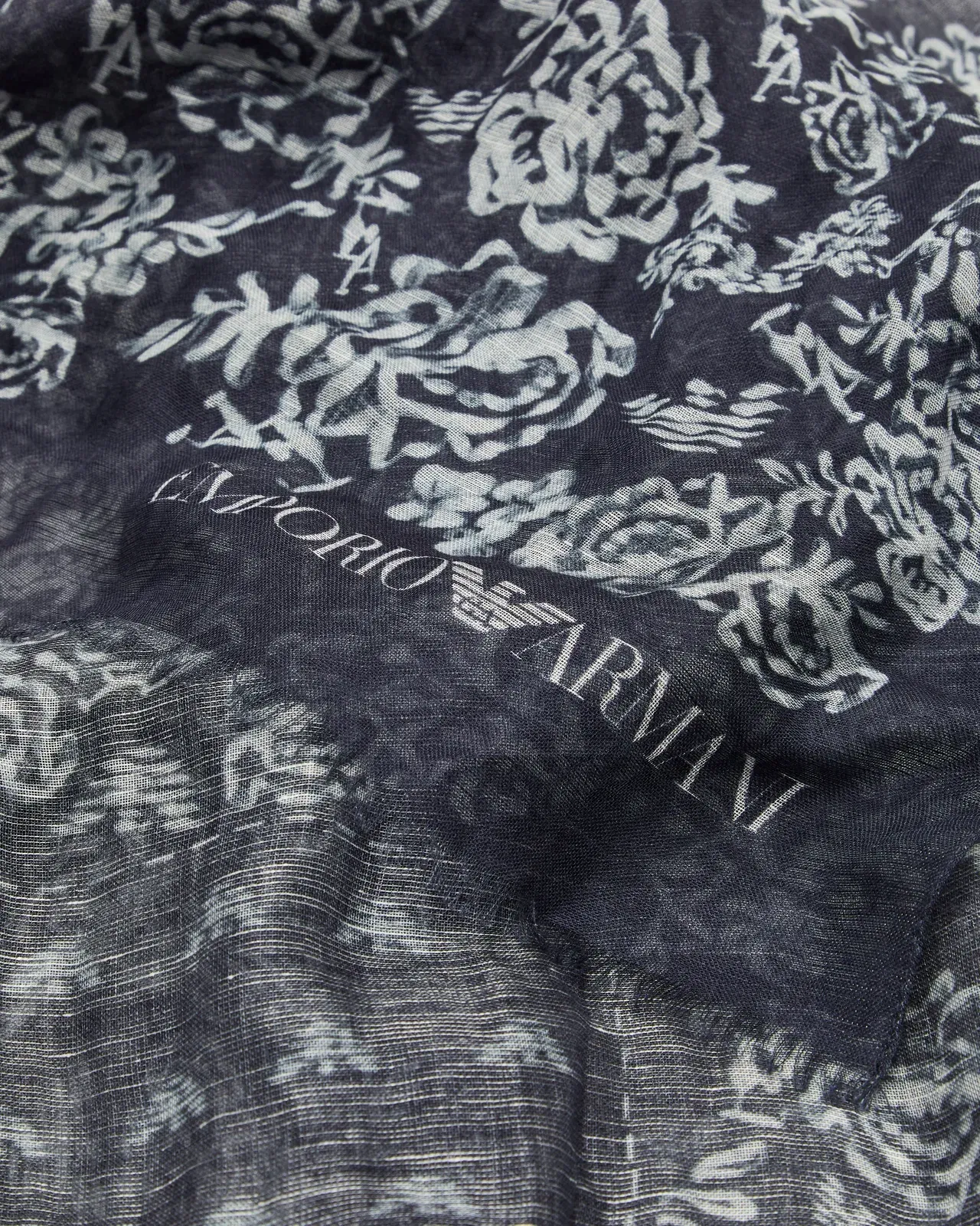 Emporio Armani Linen blend stole with a bandana print