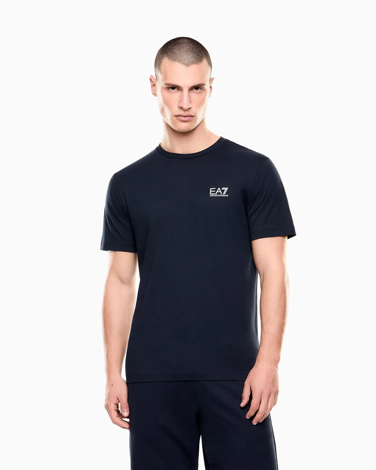 EA7 Cotton shirt in Pima jersey with crew neck Core Identity