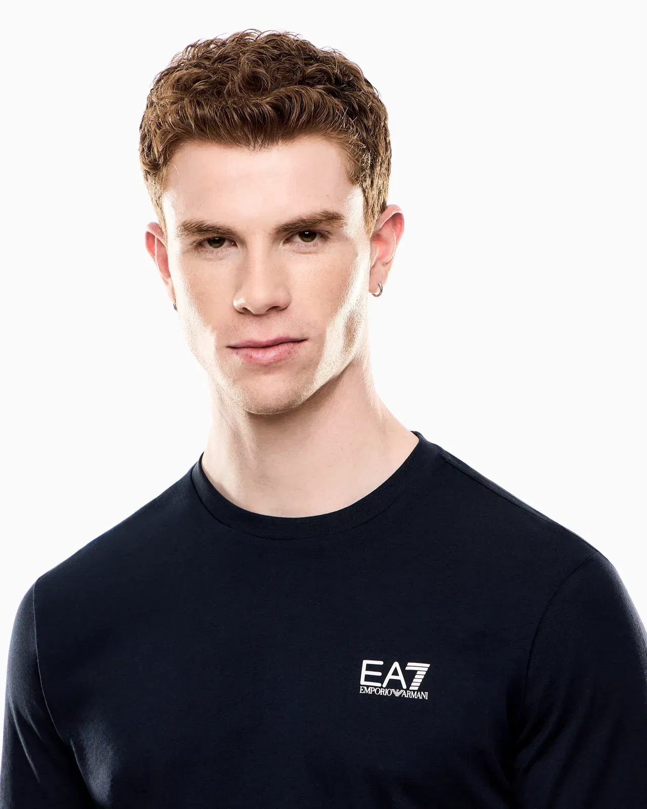 EA7 Cotton shirt in Pima jersey with crew neck Core Identity