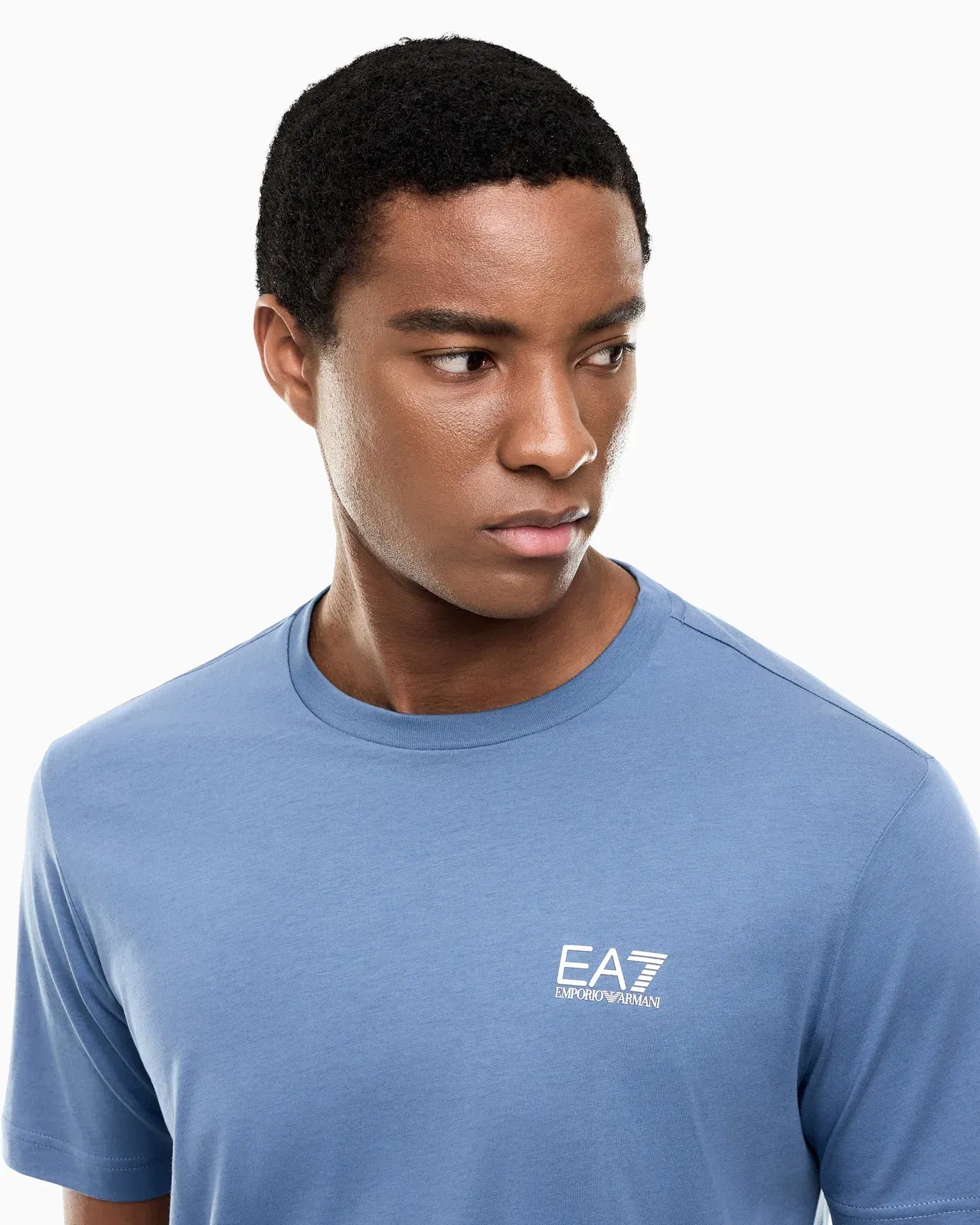 EA7 Cotton shirt in Pima jersey with crew neck Core Identity