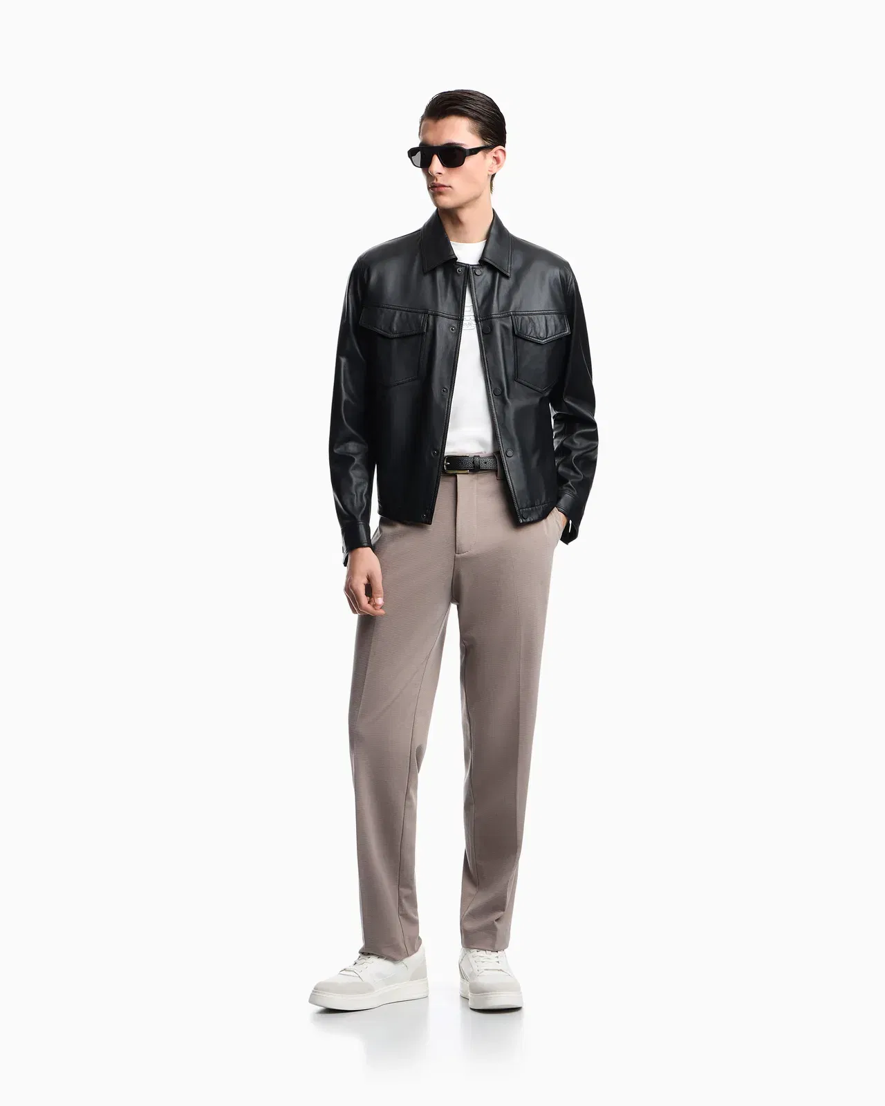 Emporio Armani Waffle-effect armure fabric trousers
