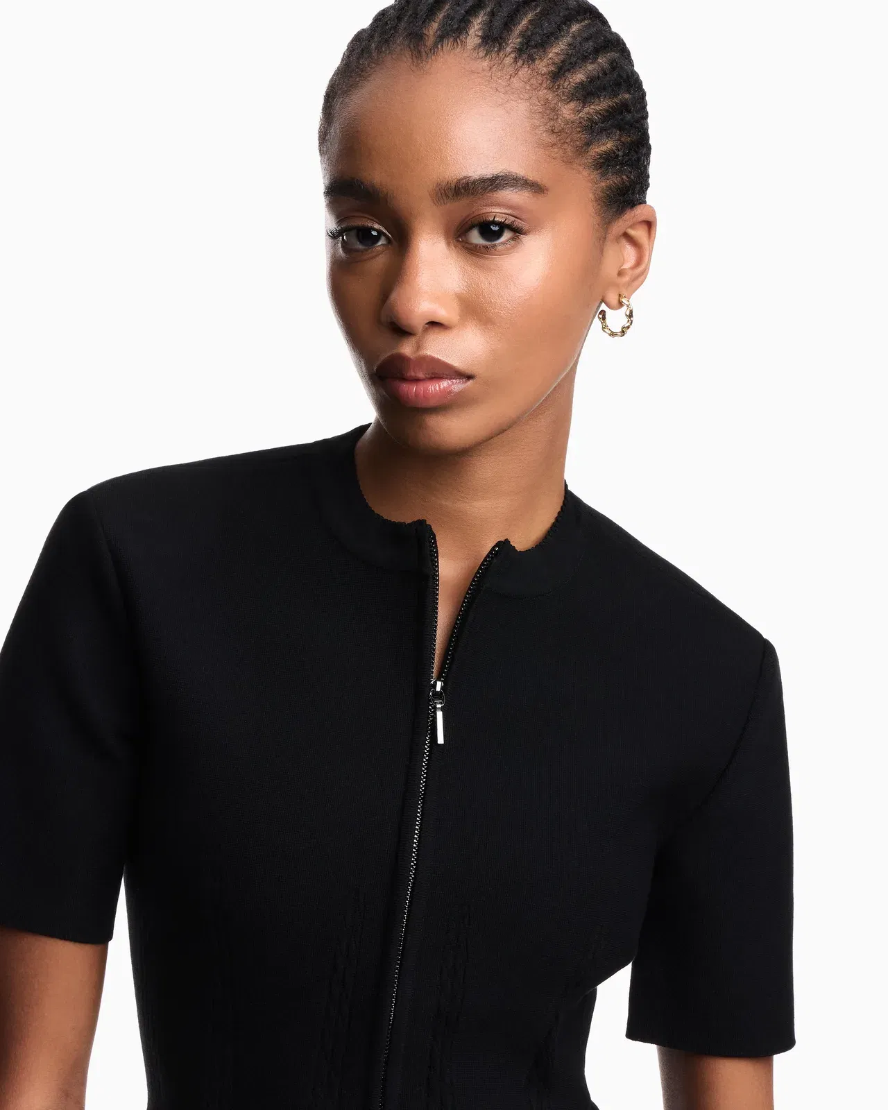 Emporio Armani Fabric-stitch knit zip-up jacket