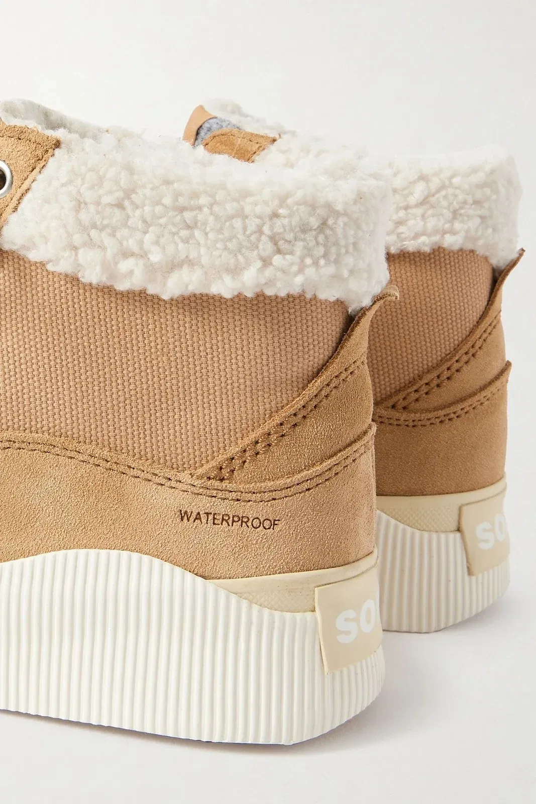 Sorel Out 'n About Iv Felt-Trimmed Suede And Canvas Ankle Boots Camel Women's