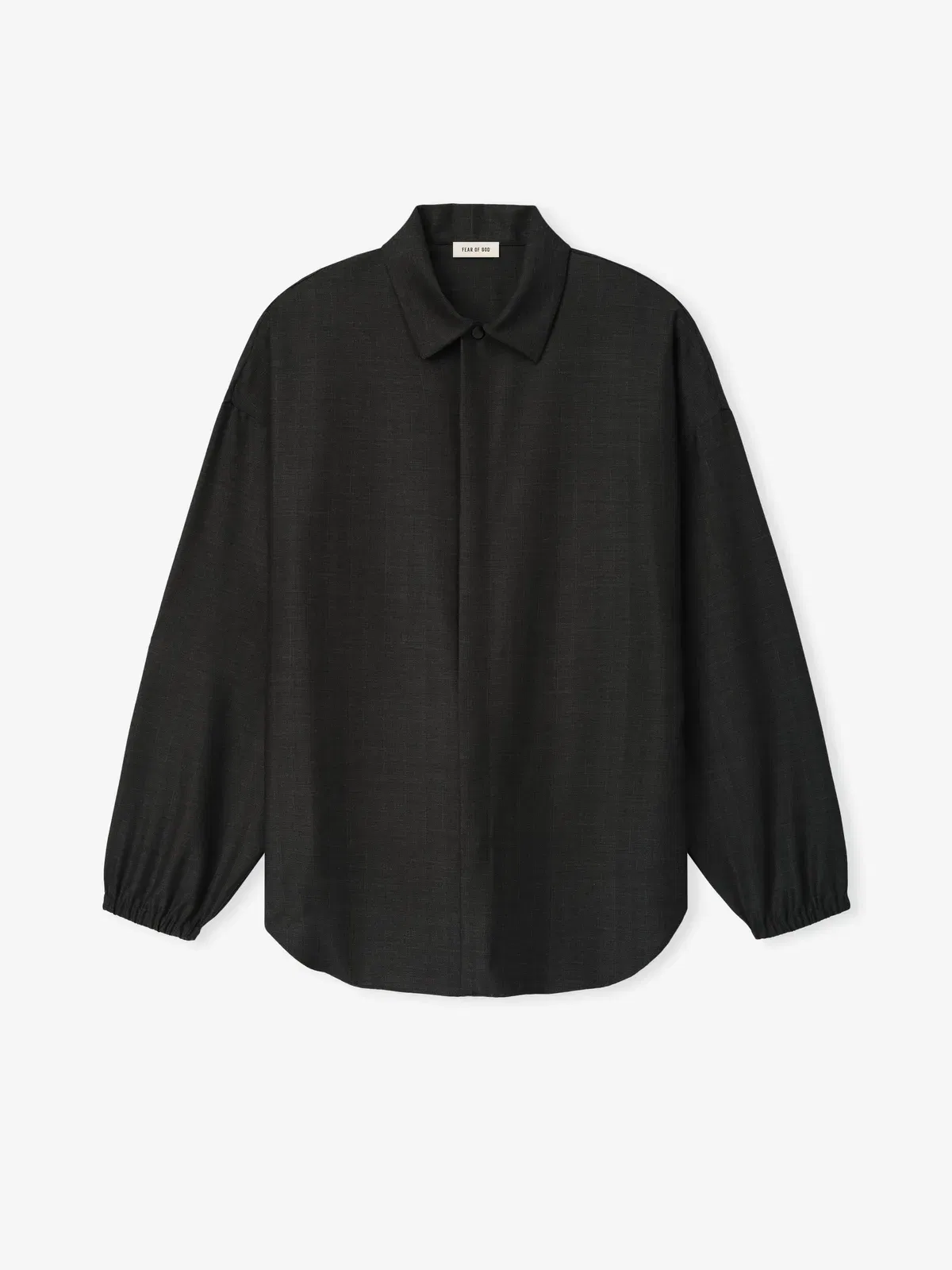 Essentials Grey Striped Wool Elastic Cuff Shirt Grey Striped