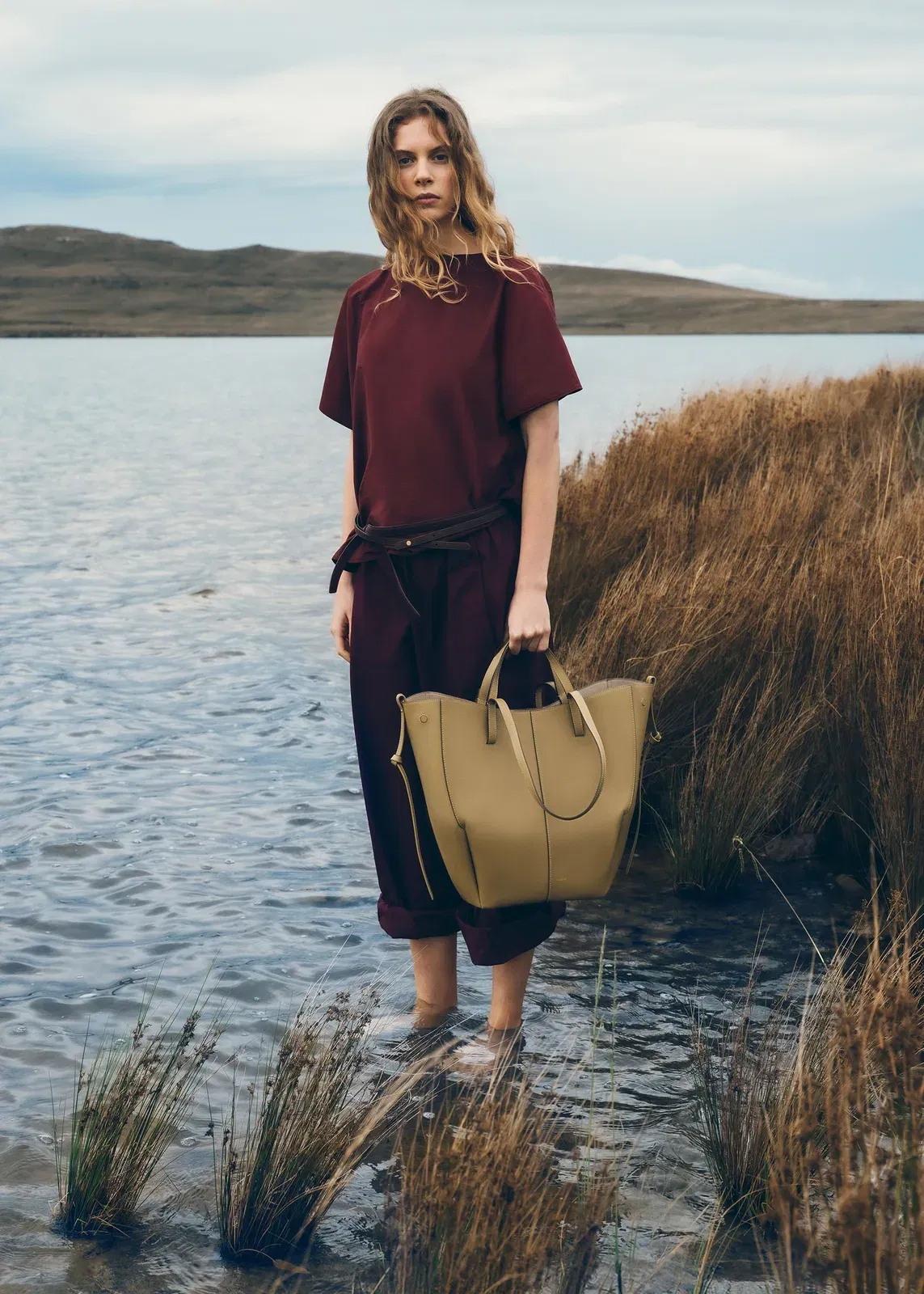 Polene Cyme Tote Textured Smoky Olive
