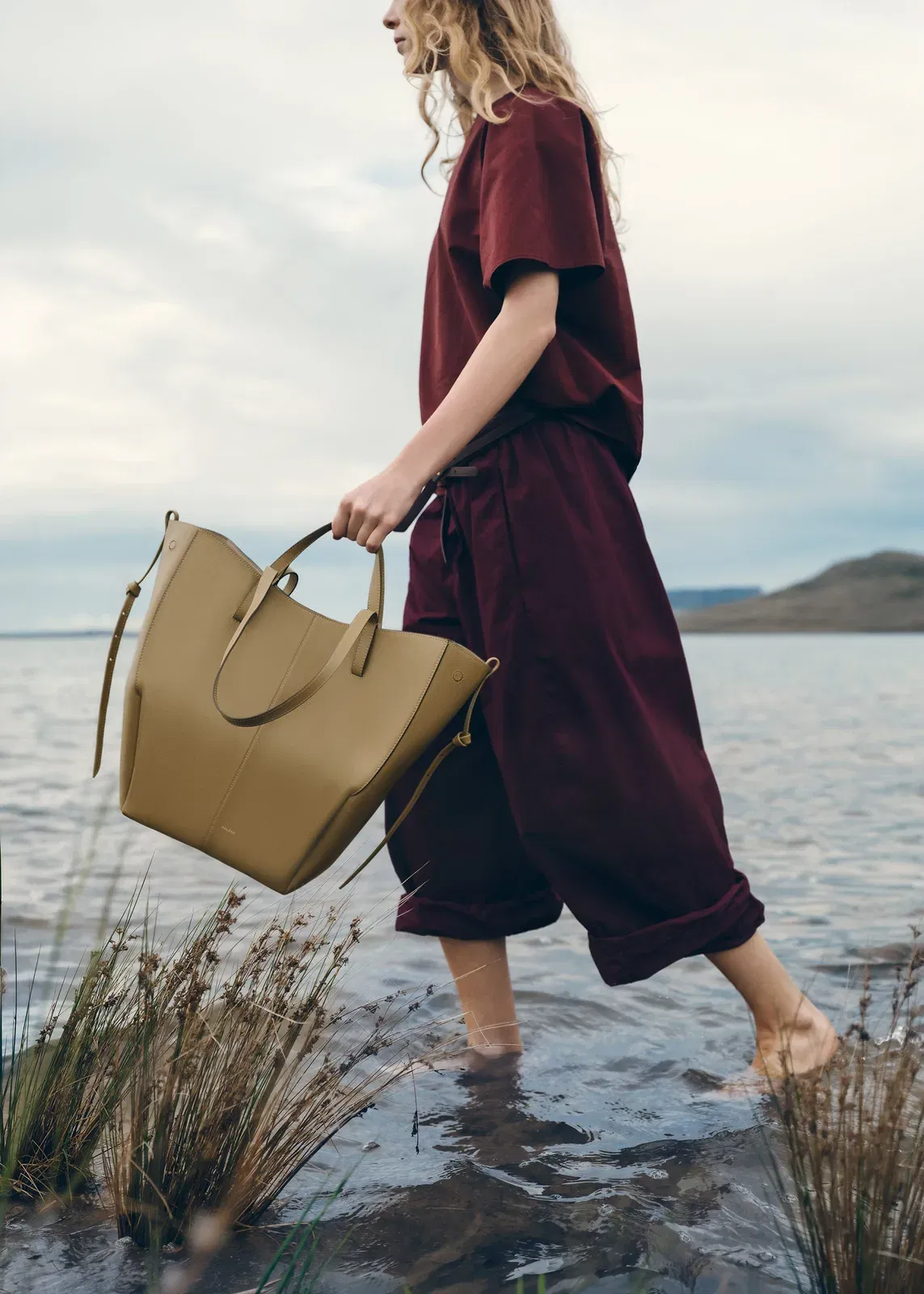 Polene Cyme Tote Textured Smoky Olive