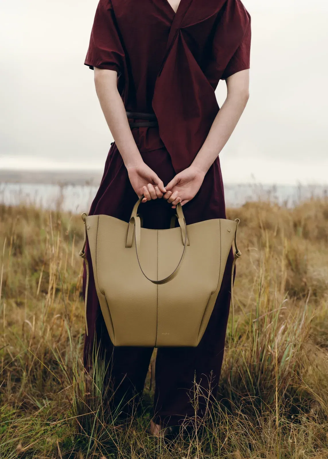 Polene Cyme Tote Textured Smoky Olive