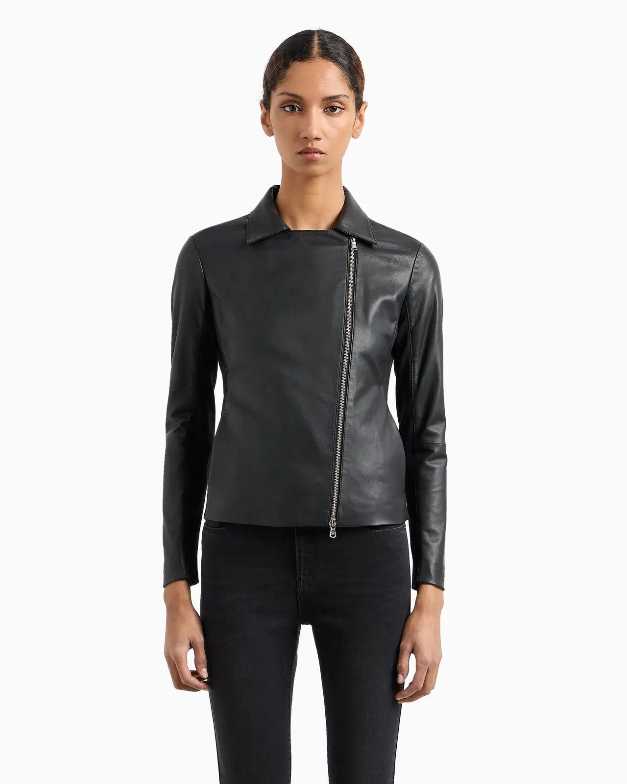 Emporio Armani Jersey insert jacket in nappa biker style Essential