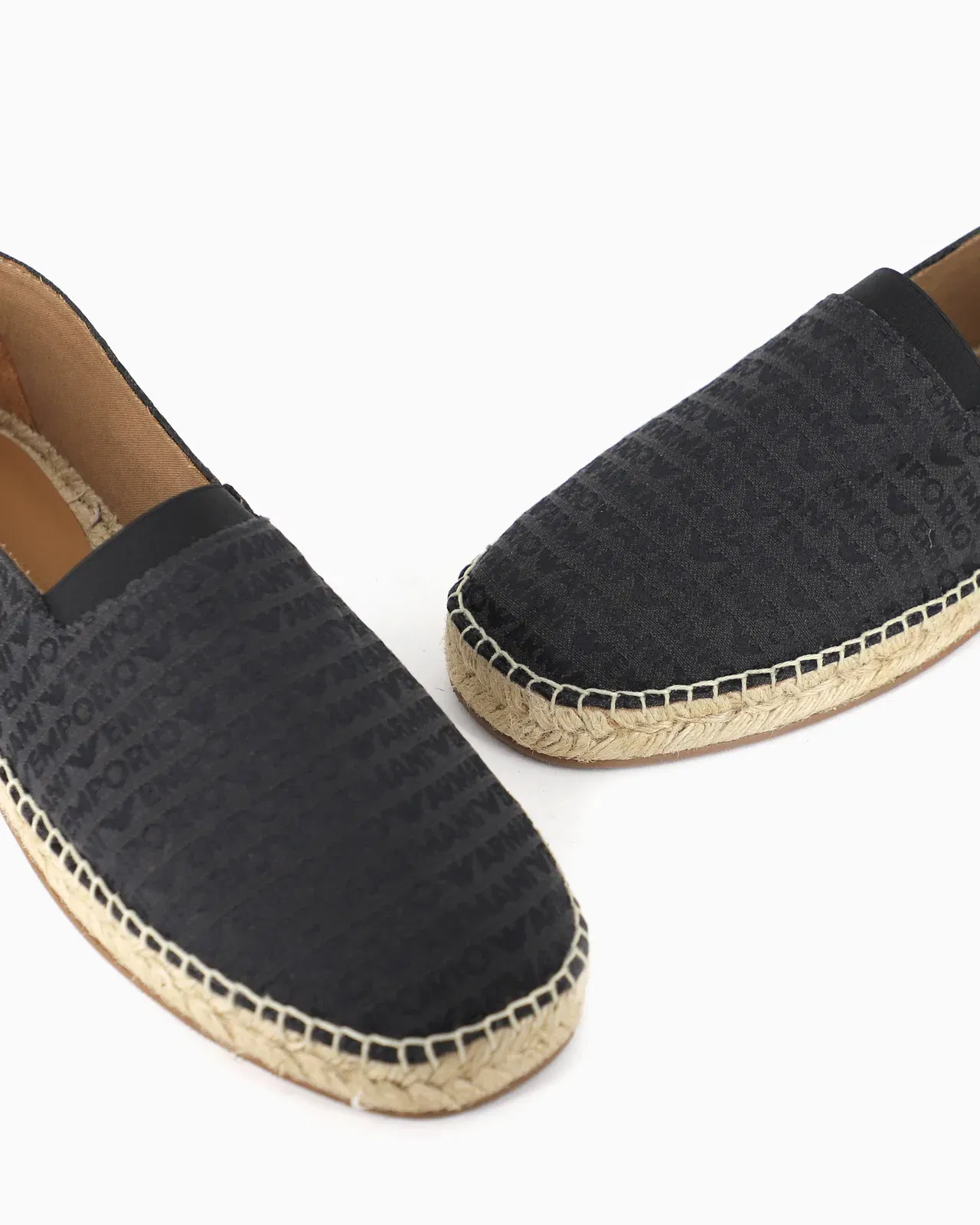 Emporio Armani Jacquard Espadrilles With All-Over Logo Lettering Black