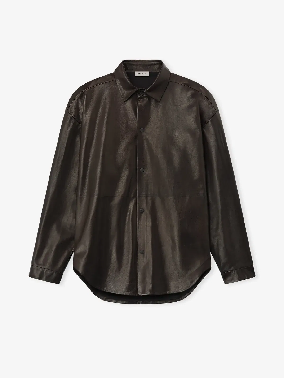 Essentials Leather Relaxed Shirt Dark Brown