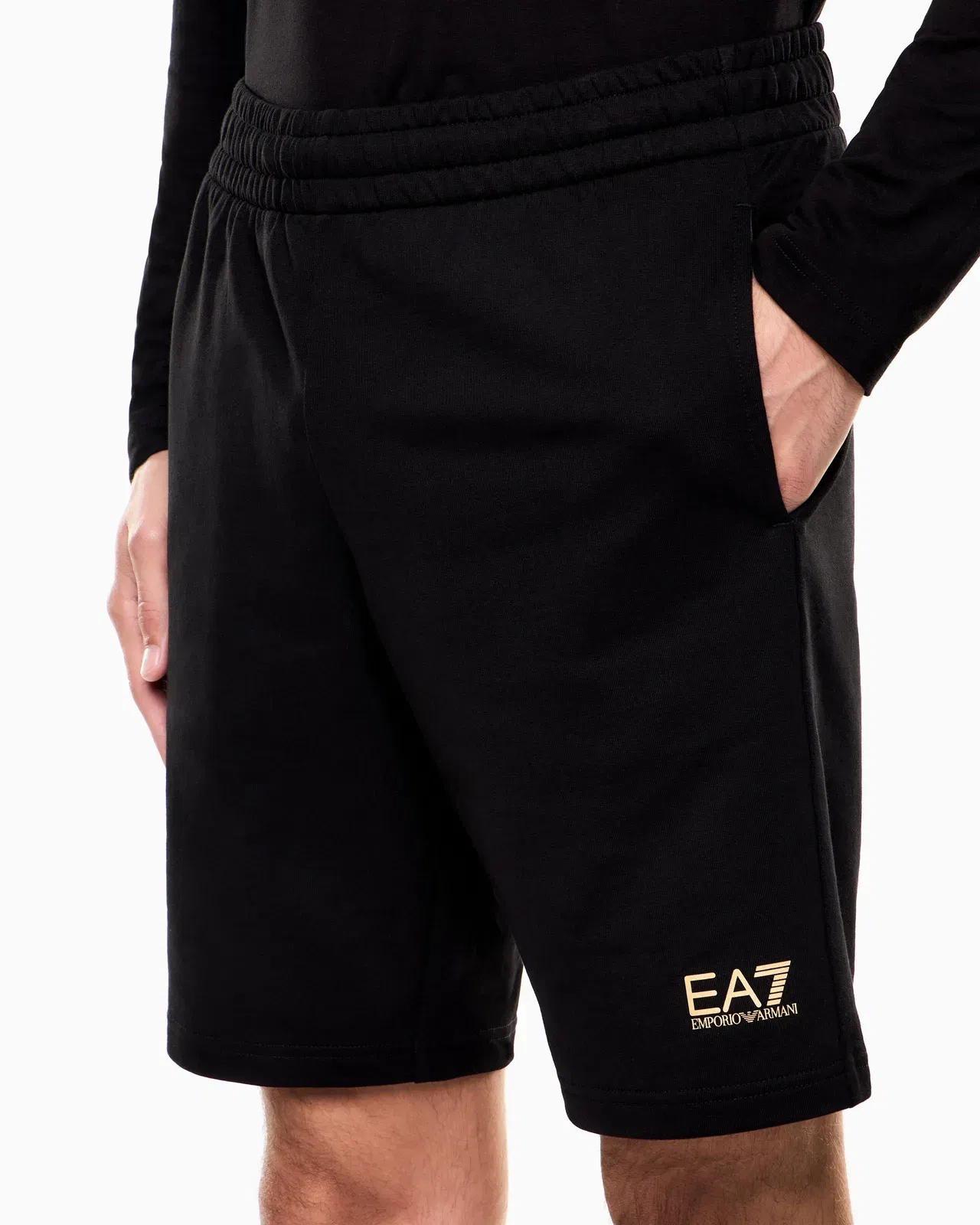 EA7 Side pocket shorts in cotton with drawstring Core Identity