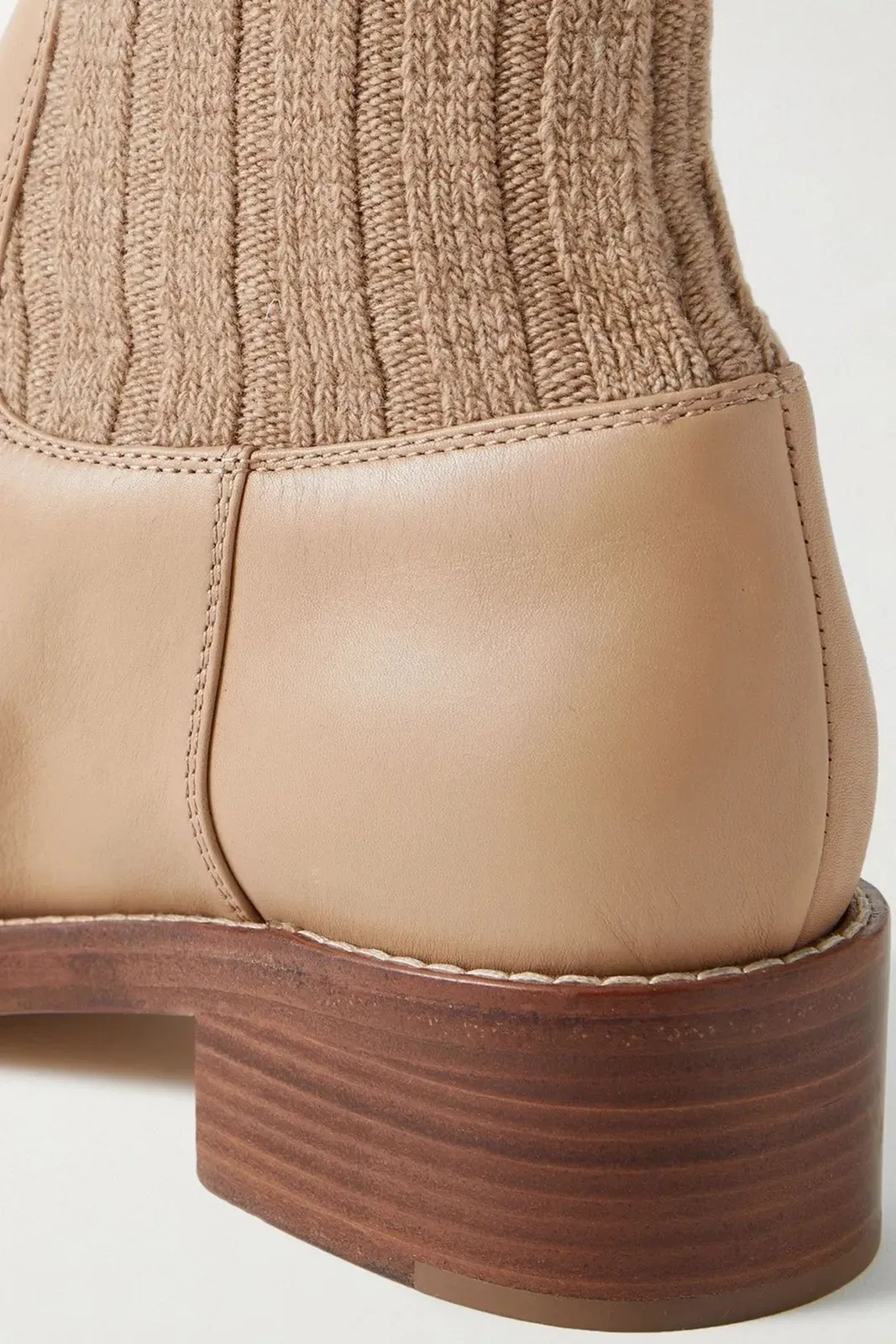 Gabriela Hearst Hobbes Ribbed Cashmere-Trimmed Leather Chelsea Boots Sand Women's