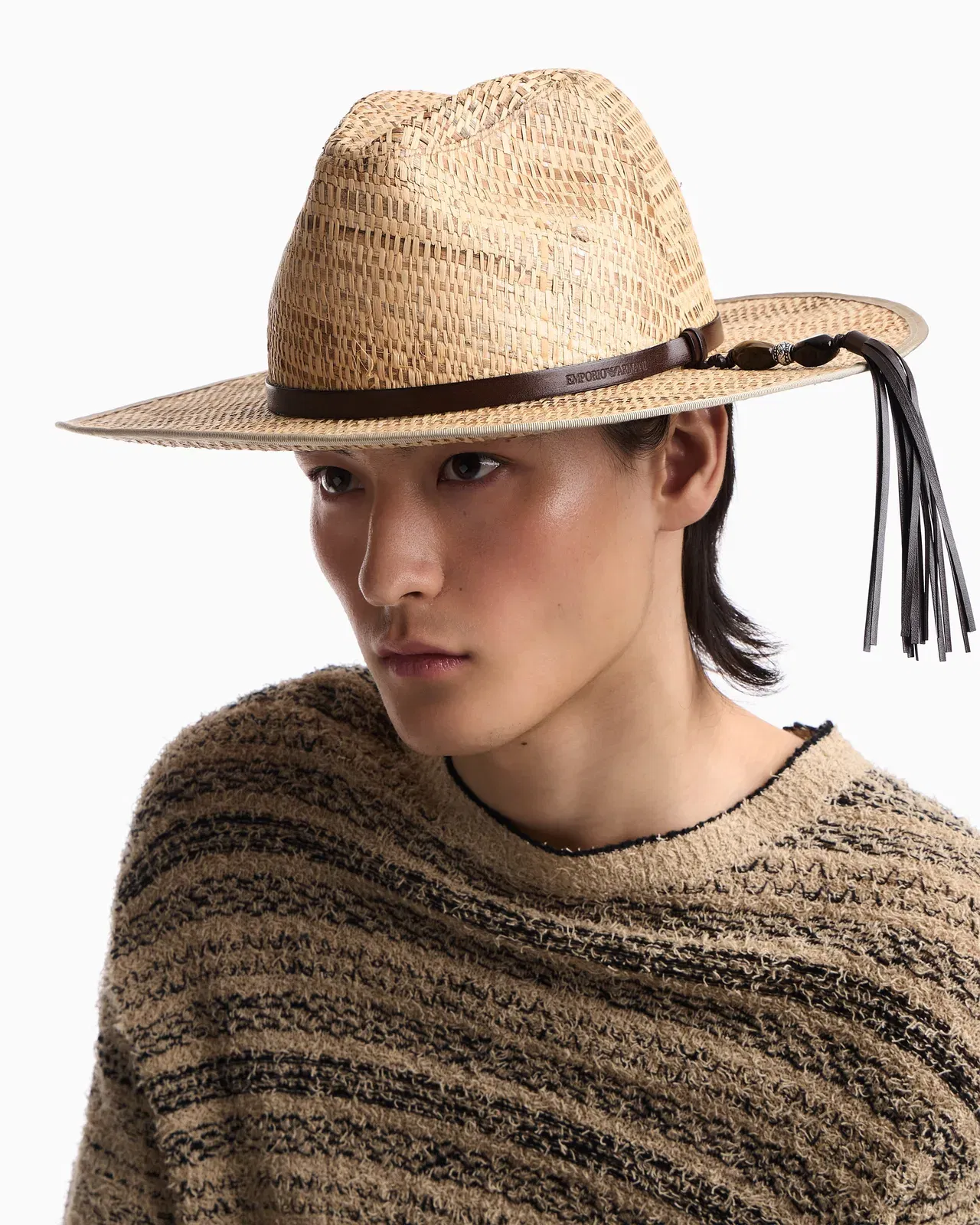Emporio Armani Woven raffia hat