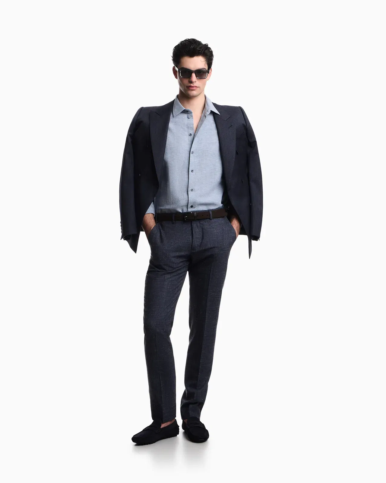 Emporio Armani Textured linen blend shirt