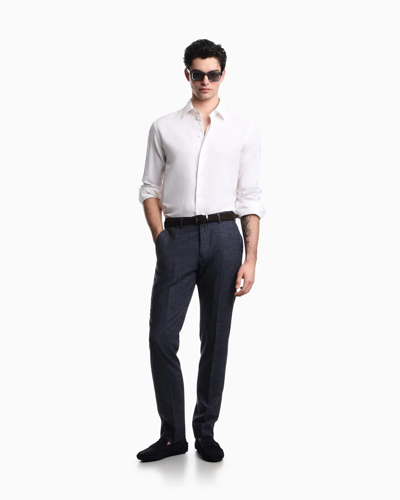Emporio Armani Textured linen blend shirt