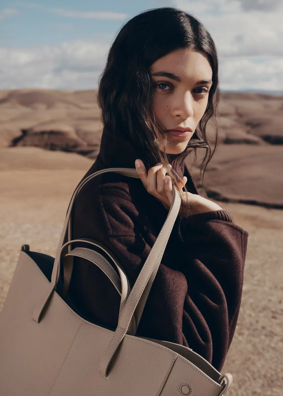 Polene Cyme Tote Textured Taupe