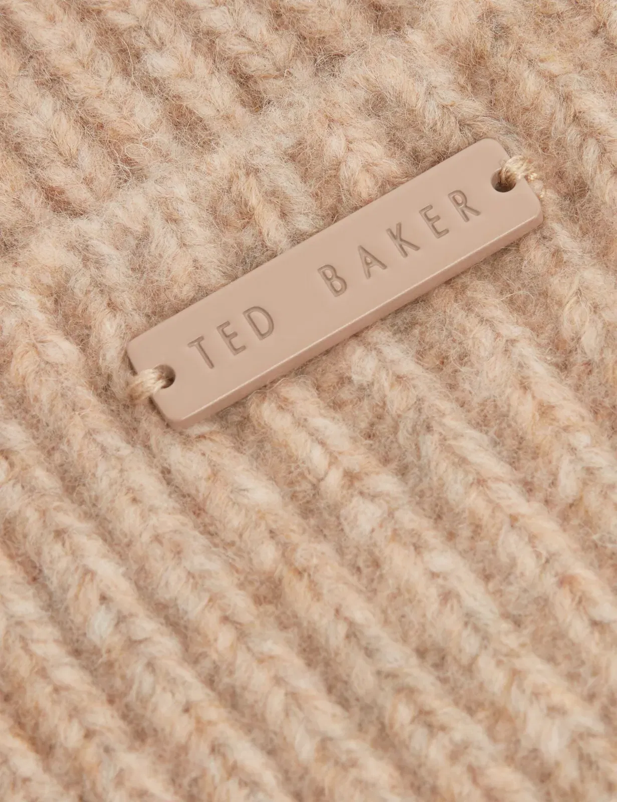 Ted Baker Lidiaas Wool Blend Ribbed Knit Beanie Hat In Camel Women's